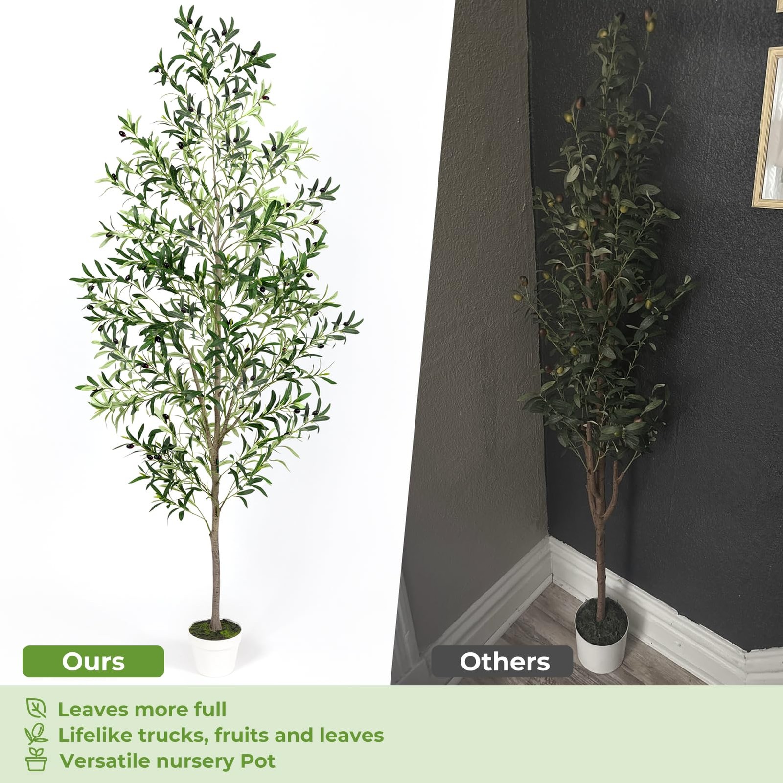 Artificial Olive Trees with Lifelike Natural Trunk, Leaves, Moss and Fruits, …