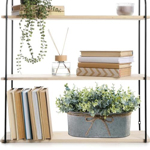 Winlyn Artificial Eucalyptus Arrangement in Rustic Oval Galvanized Metal Plan…