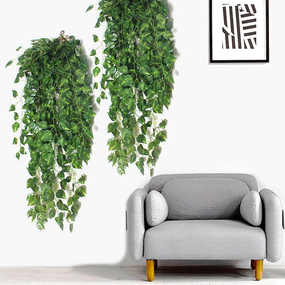 2Pcs Set Artificial Ivy Leaf Plants Fake Hanging Garland Plants Vine Home Decor