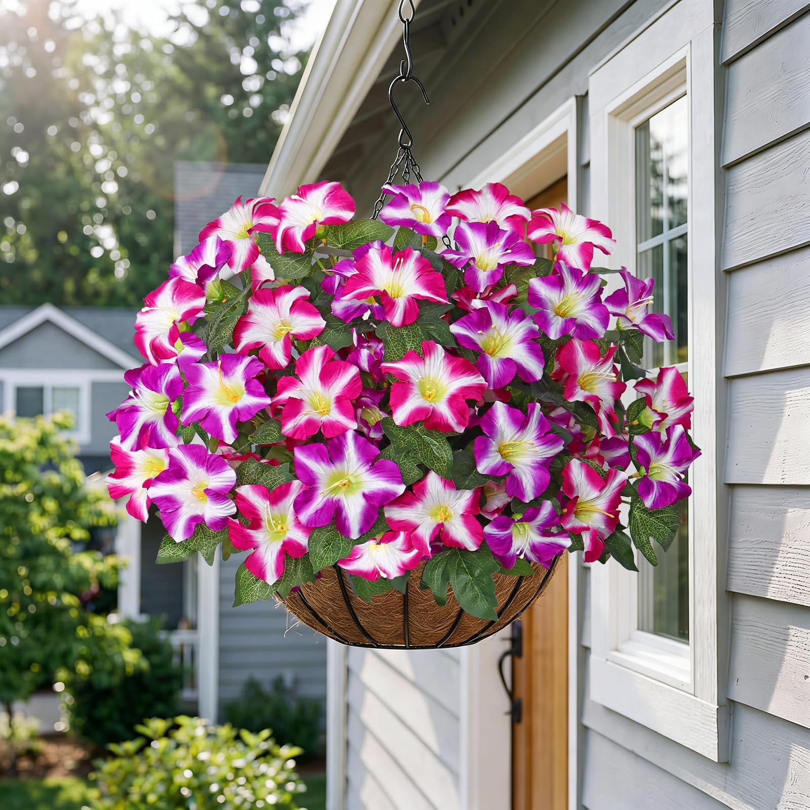 Faux Petunias Artificial Flowers for Outdoors 20.5 inch Large Petunias Fusia …