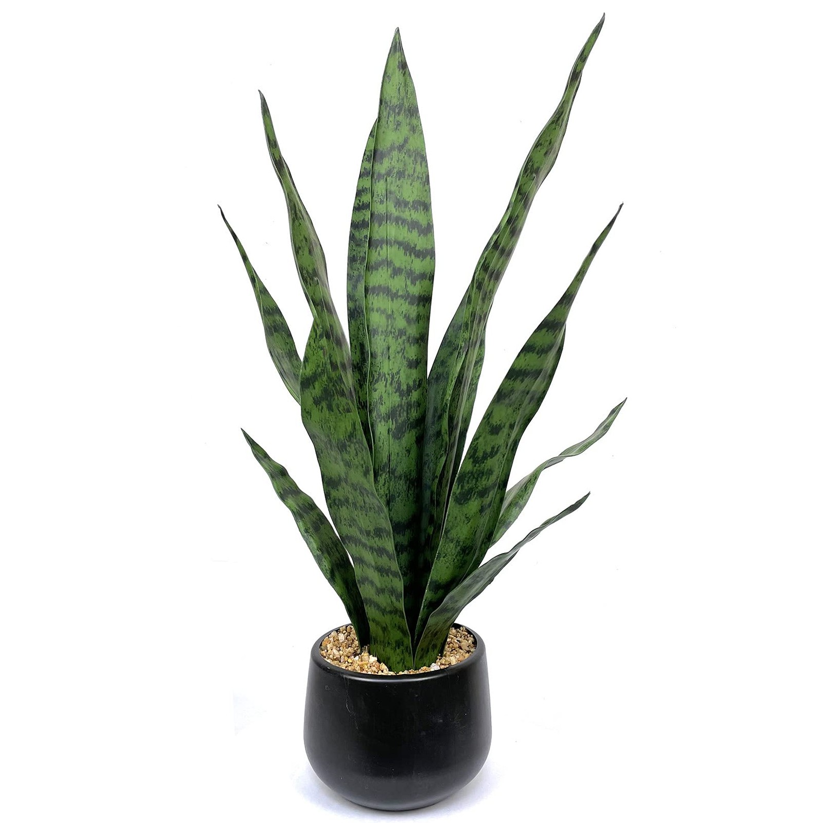 Ollain Artificial Snake Plant with Potted 23.6″ Fake Plastic Sansevieria Faux…