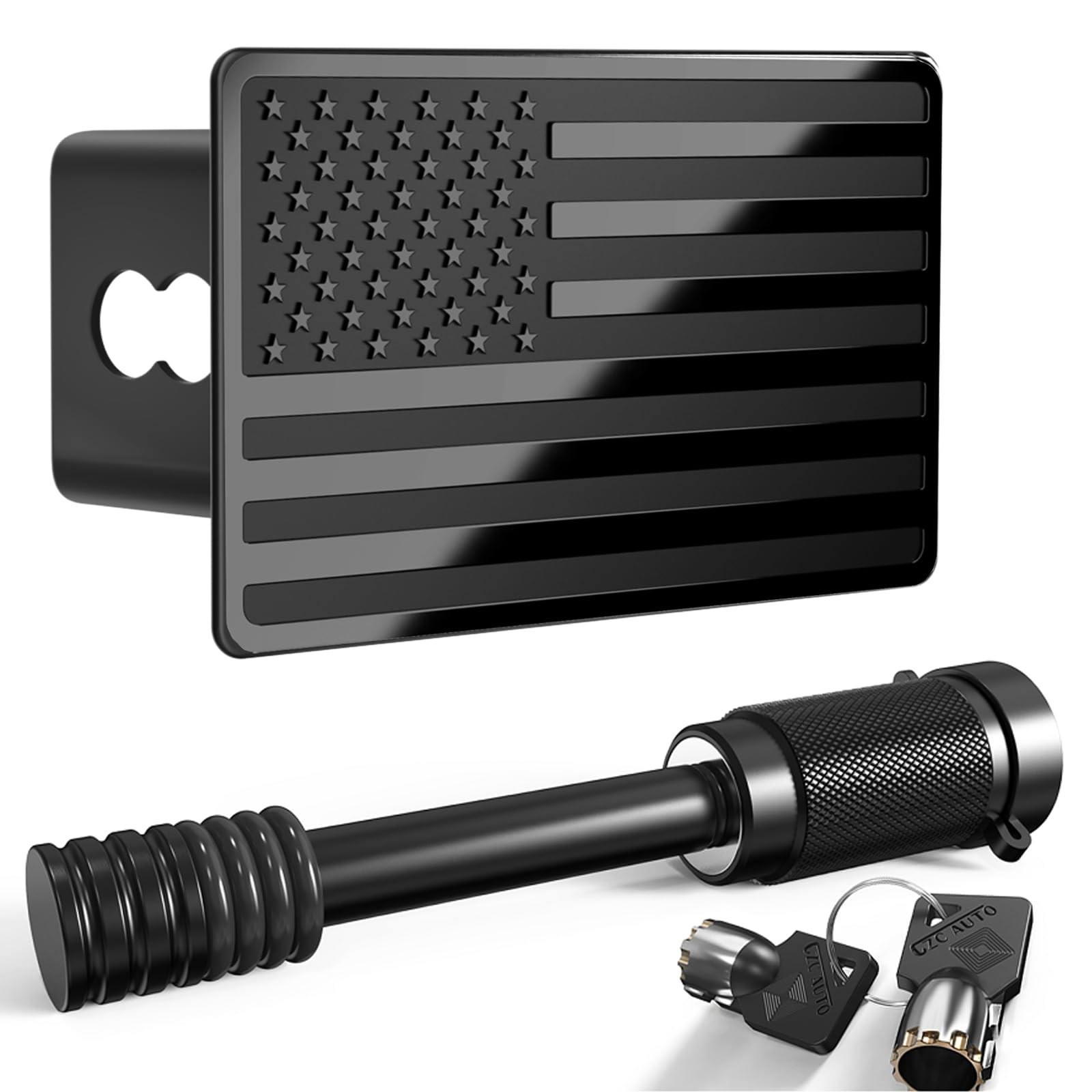 2.5 Inch American Flag Trailer Hitch Cover Plug with 5/8-Inch Pin Diameter Tr…