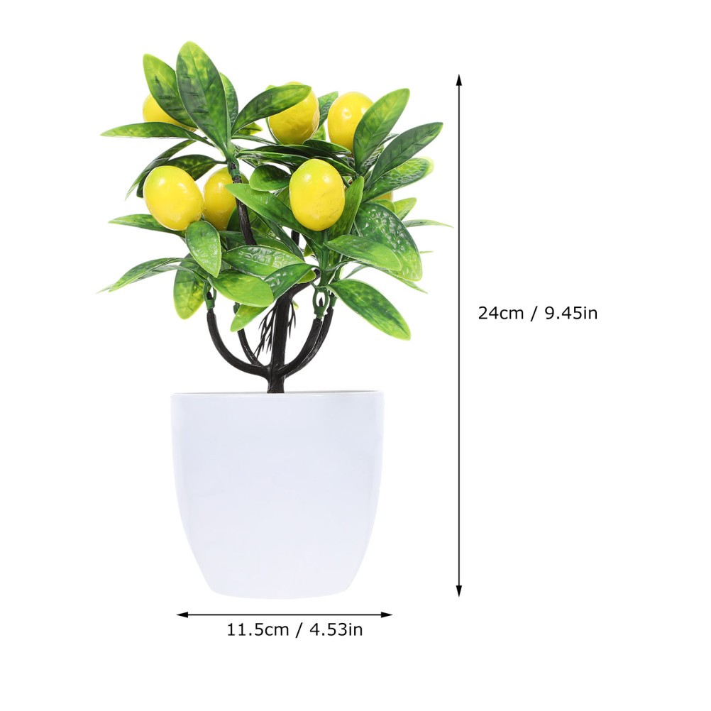 2Pcs Faux Lemon Tree Artificial Plant Yellow for Home Decor and Office Display