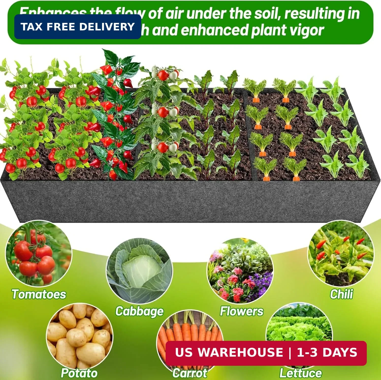U-Shape Cucumber Trellis with Fabric Raised Garden Bed 65×50 Inch Metal Garden A