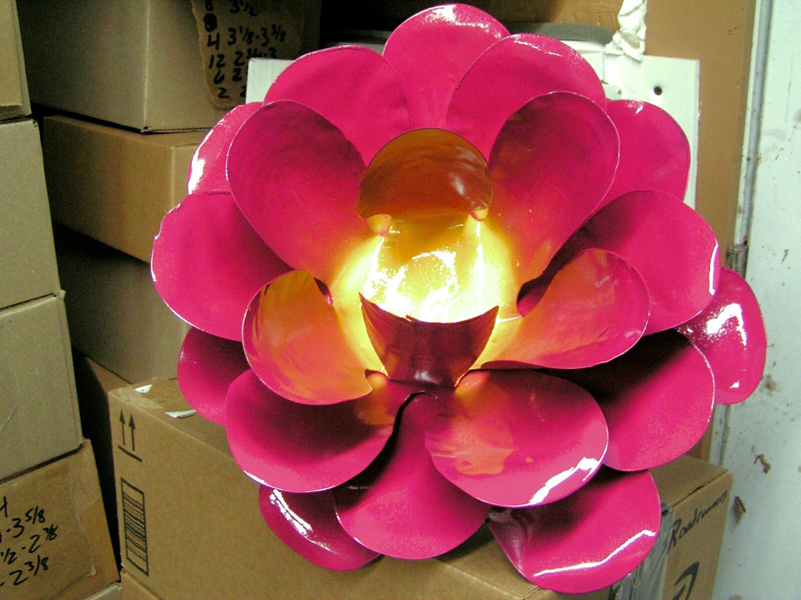 LARGE metal Pink rose flower for accents, embellishments, crafting, art