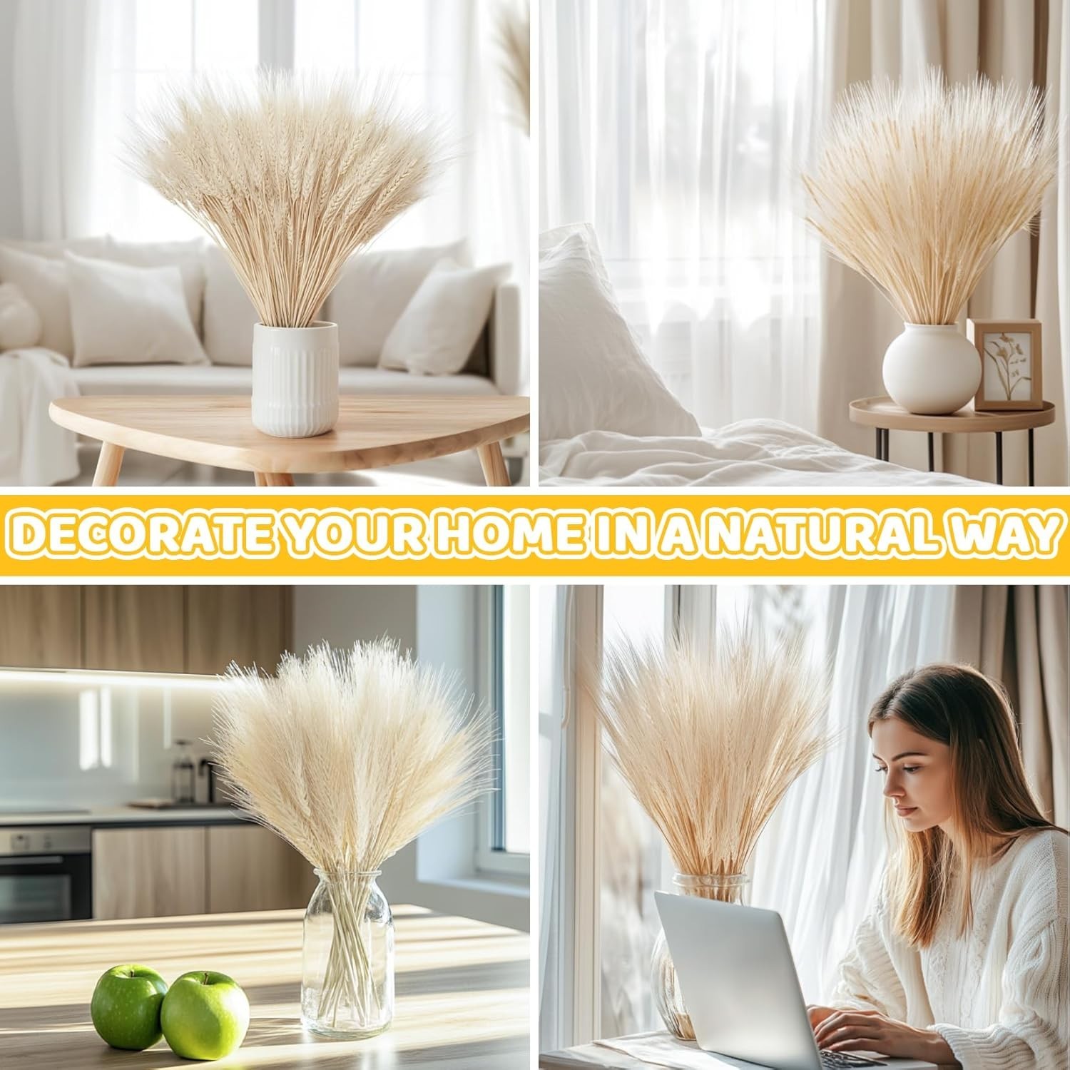 Versatile 50-Pack of 13.3 Inch White Dried Wheat – Ideal for Seasonal Decor
