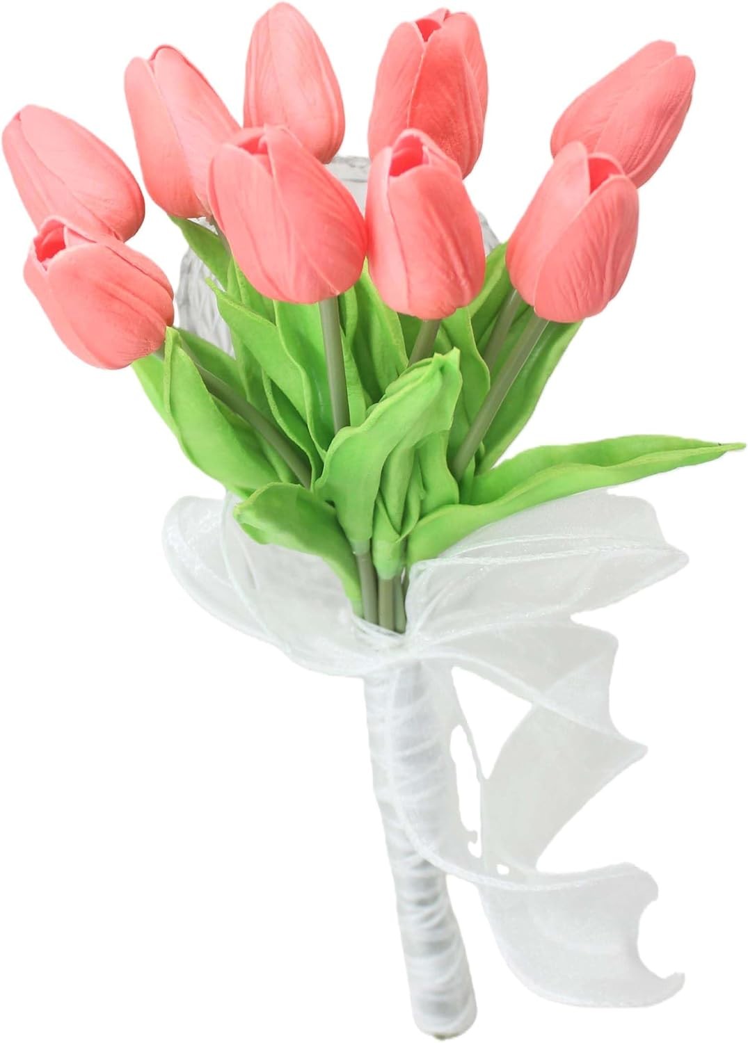 10-Heads Artificial Flowers PU Mini Real Touch Tulip Bouquets for Home Wedding P