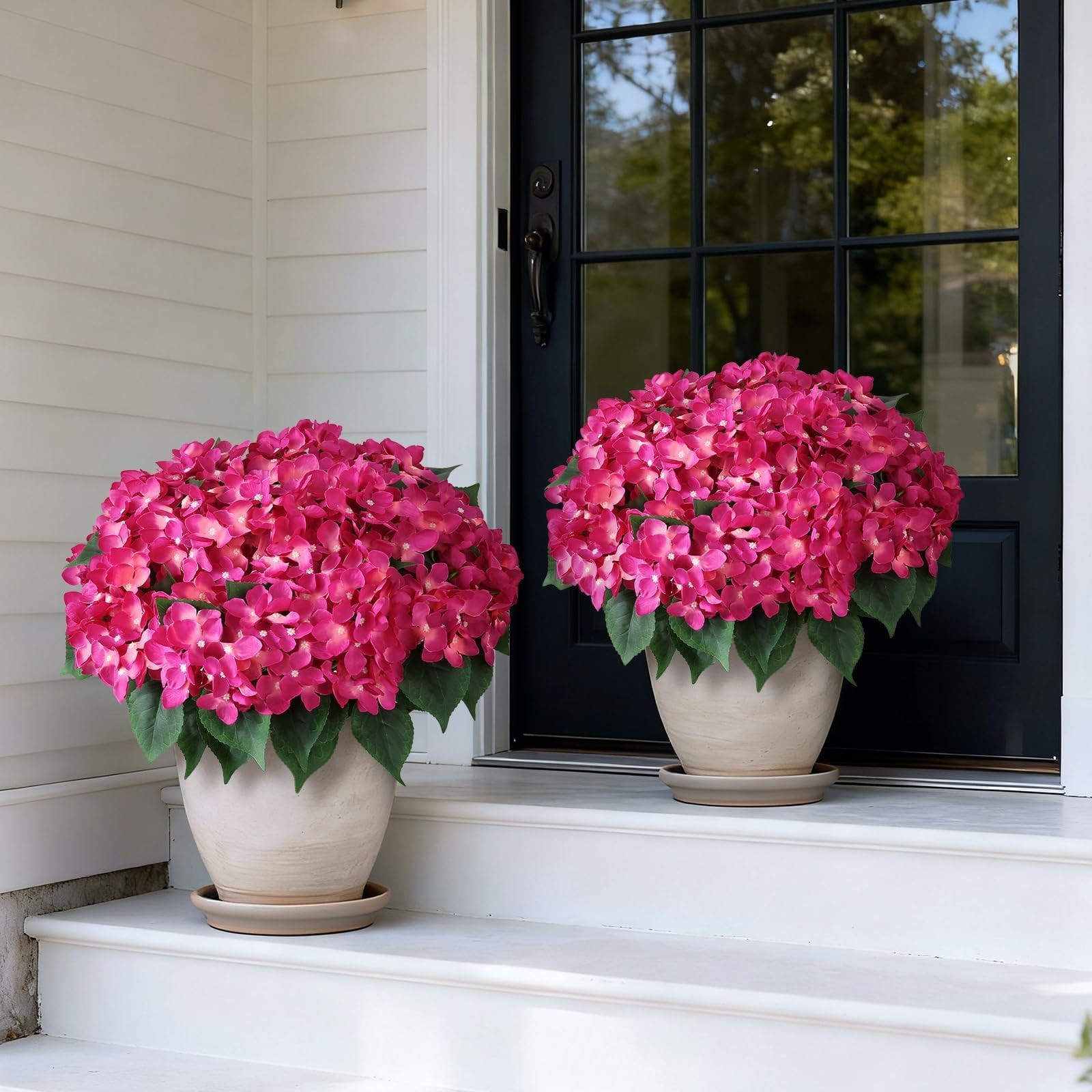 Artificial Hydrangea Flower Topiary Trees – 2 Sets Faux Silk Flower Potted Pl