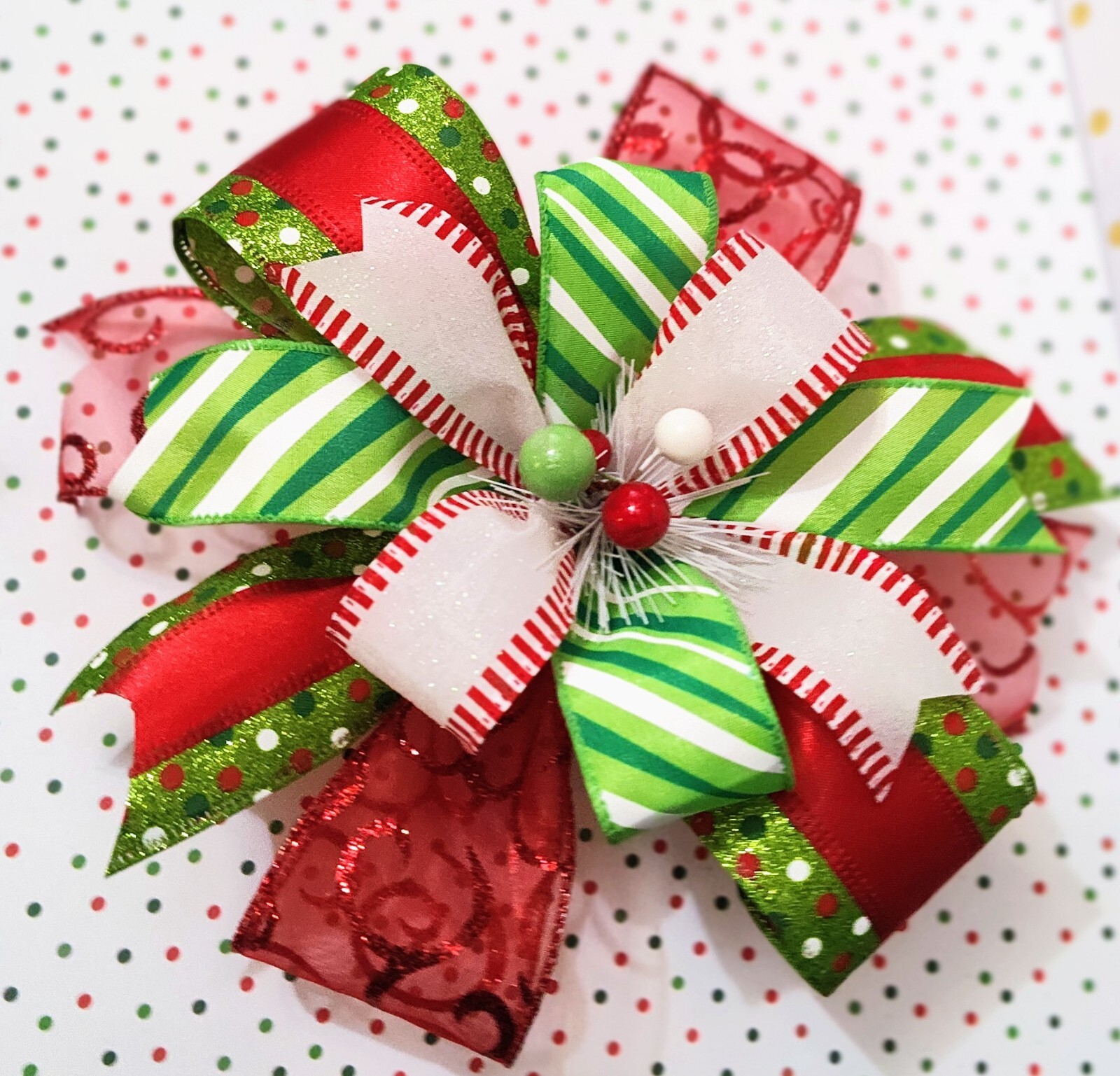8×8 Grinch Inspired Wreath Bow, Lantern Bow, Door Hanger Bow, Swag or Mantle Bow