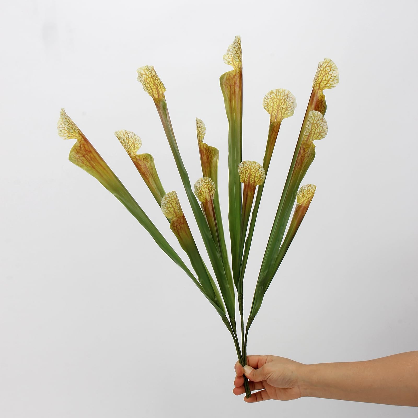 5pcs 17.5″ Artificial Carnivorous Pitcher Plant Fake Sarracenia for Vase Bouq