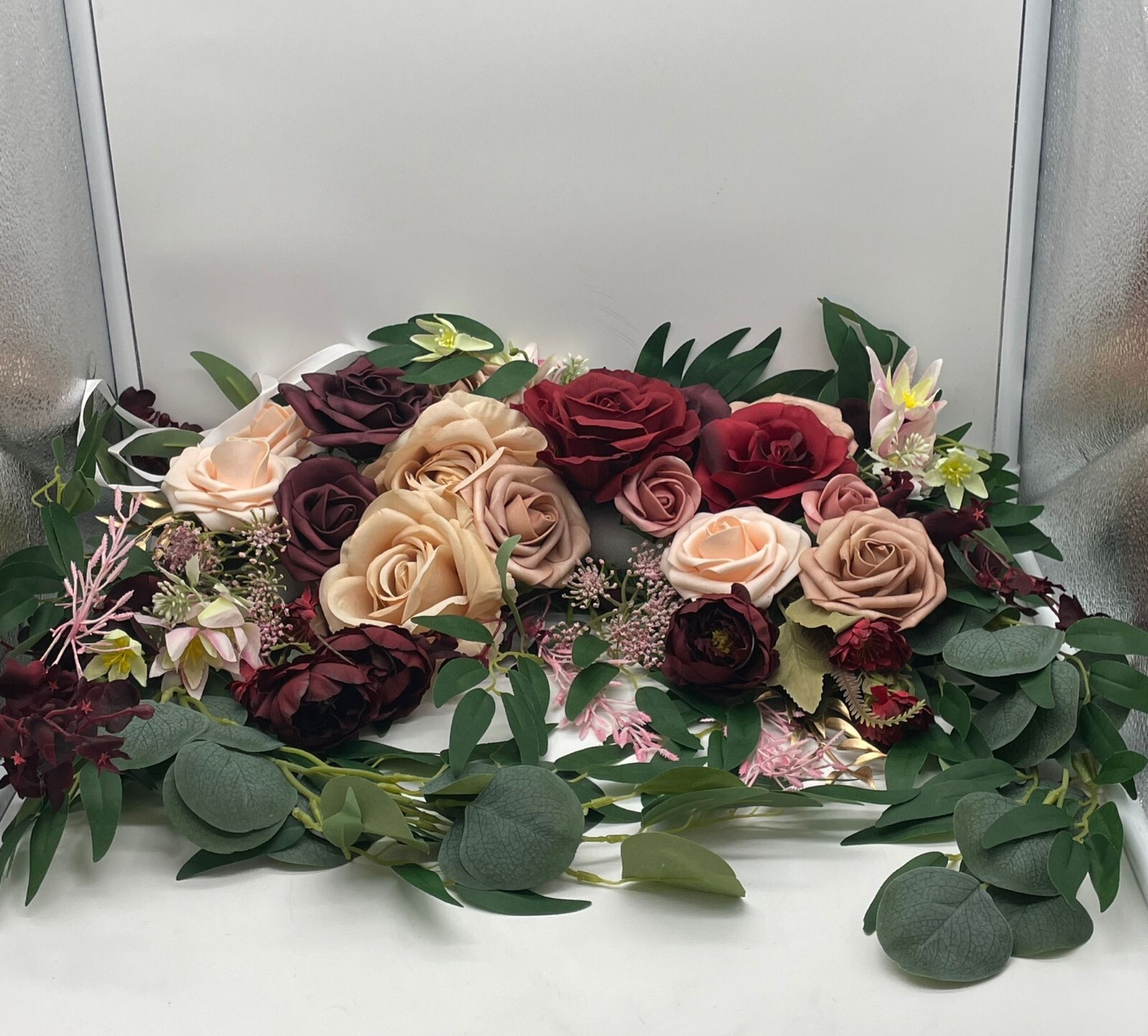 Floroom Arch Flowers with Drapes Kit (Pack of 4) – 2pcs Artificial Marsala