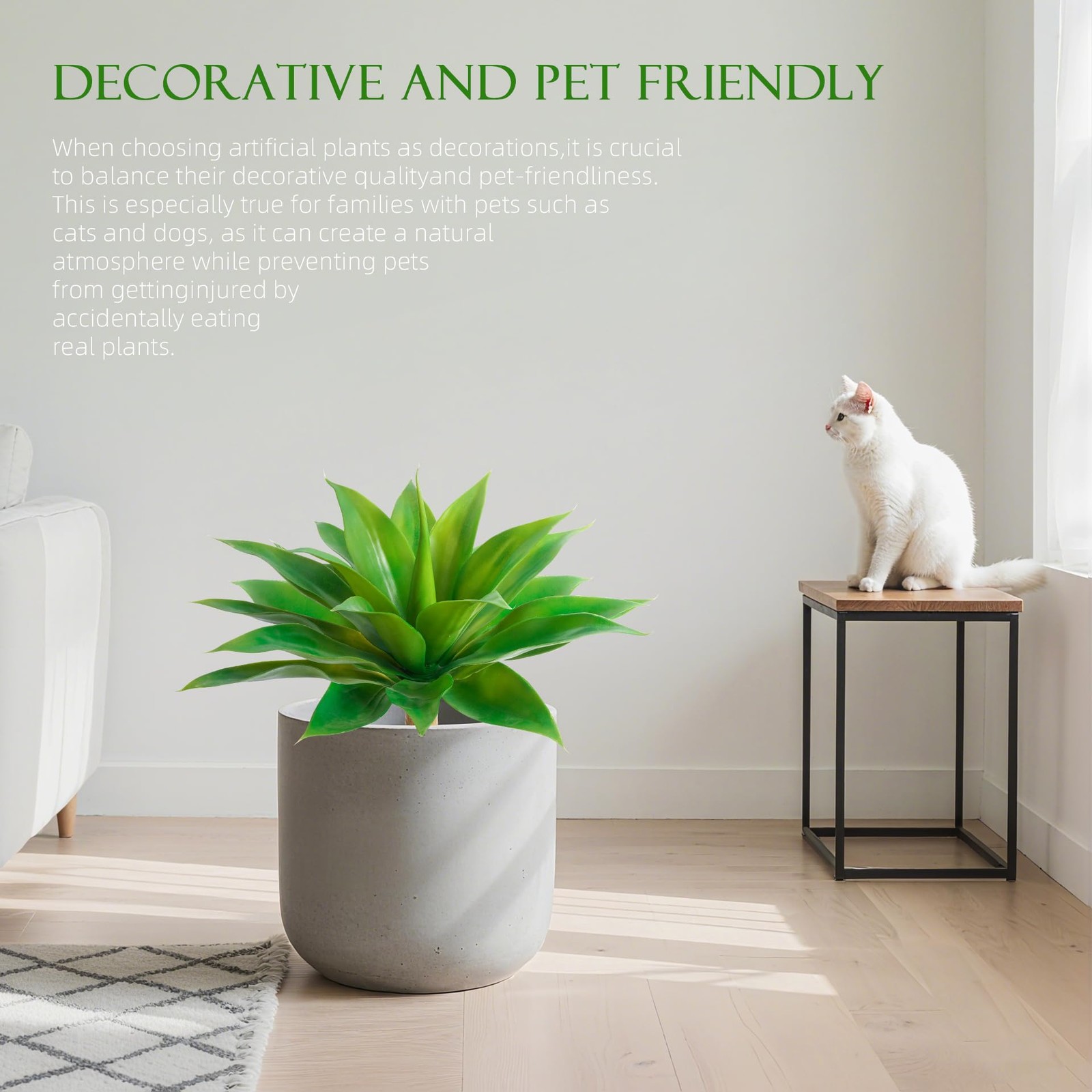 New Best Artificial Agave Faux Fake Greenery 18In Outdoor Plant for Indoor Home