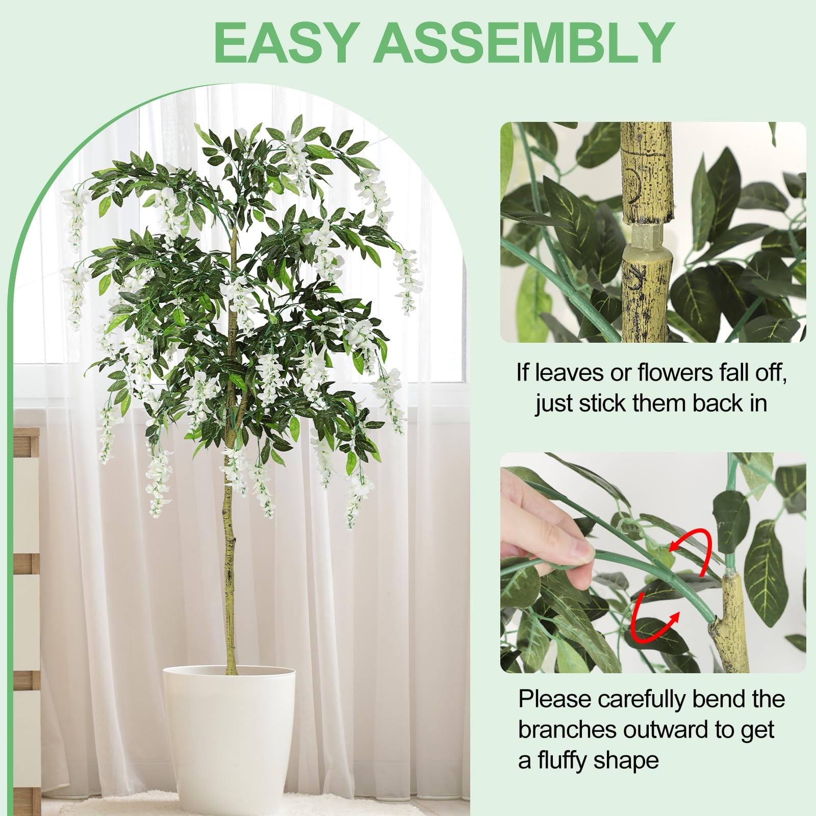 6FT Ficus Tree Artificial Indoor Tall Faux Wisteria Tree in Nursery Pot Fake …