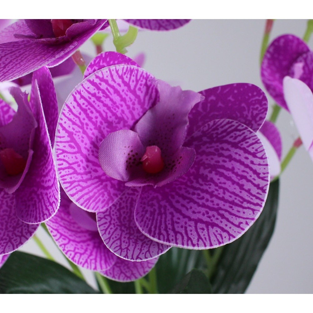 20 Heads Phalaenopsis Artificial Orchid 43cm Stem 3D Printed PU for Home Use