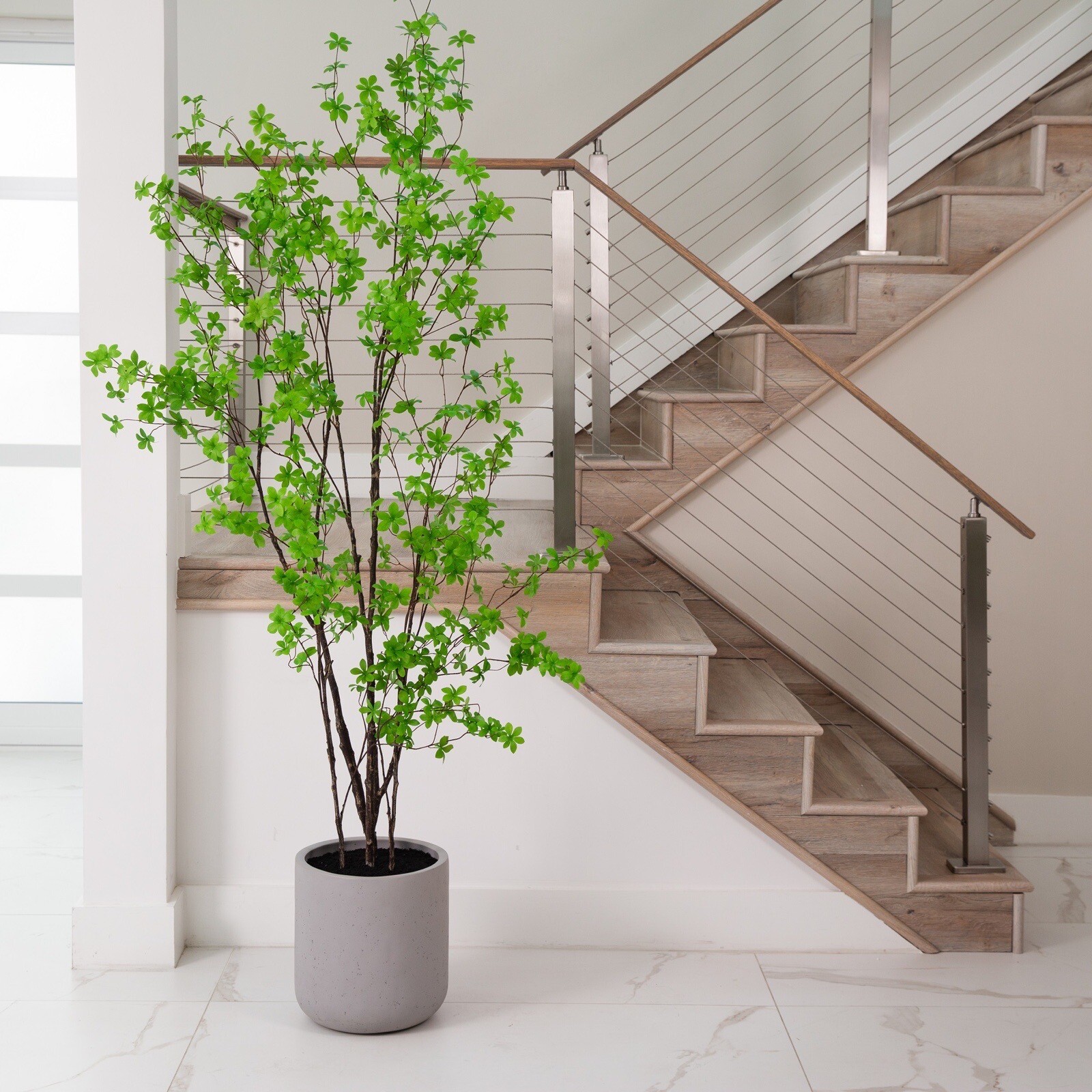 7’ Artificial Enkianthus Tree with Stone Planter Home Decor. Retail $549