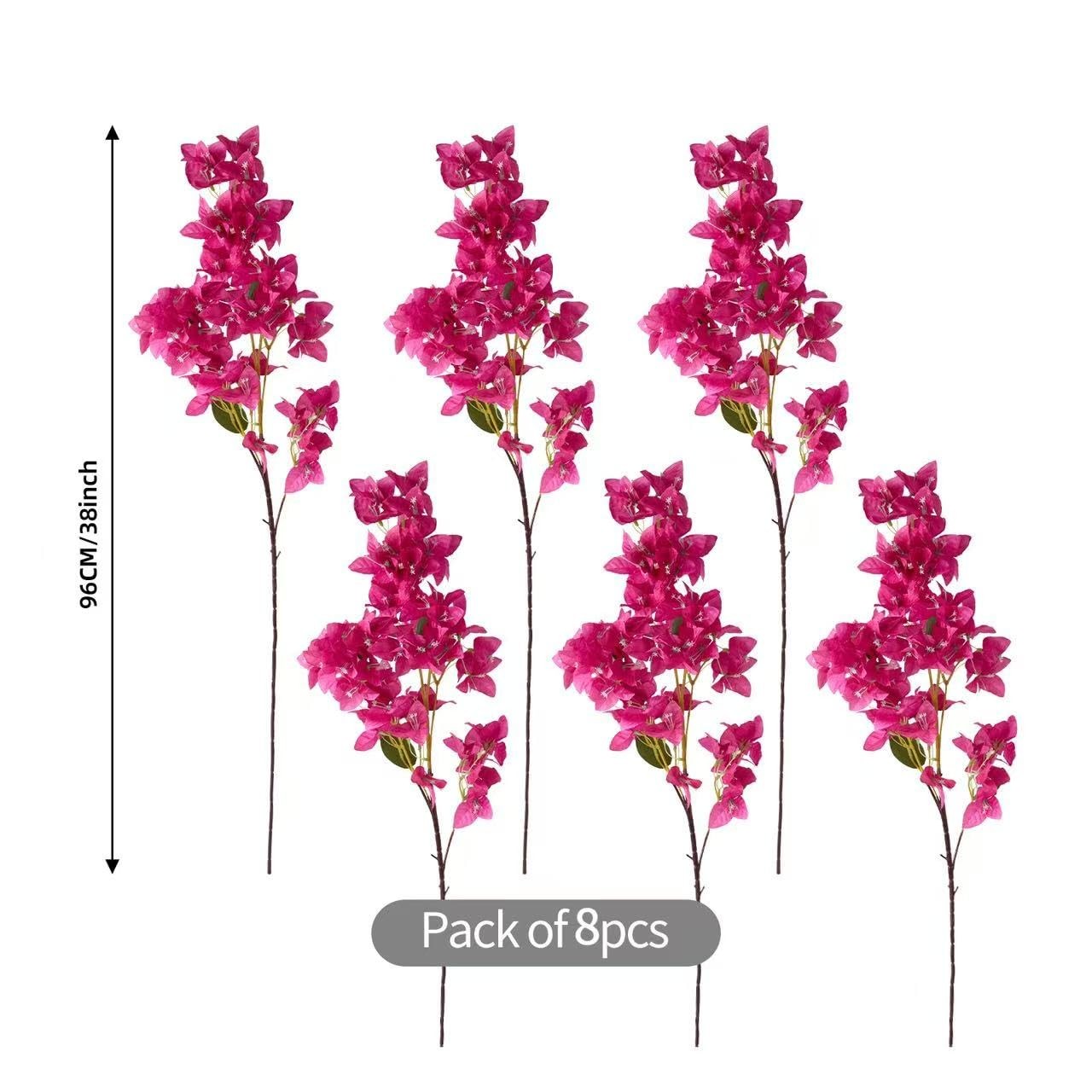 8Pcs 38 Inch Silk Bougainvillea Artificial Flowers Faux Vines 48 Branches Fuchsi