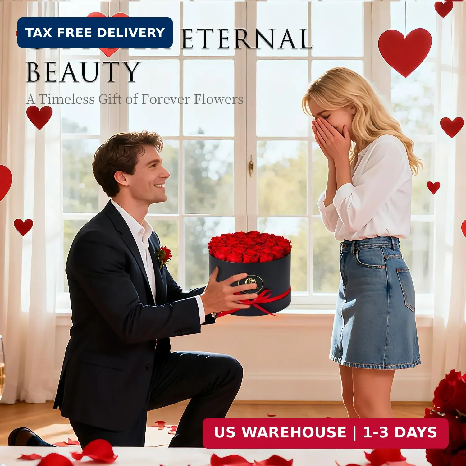 Flowers Forever Preserved Roses – 27 Preserved Flowers for Delivery Women Birthd