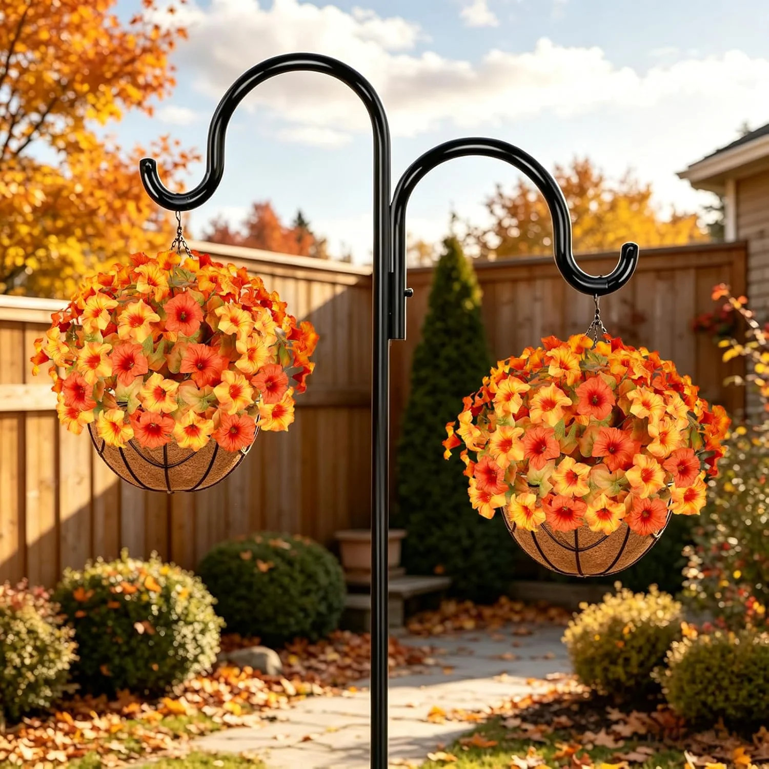 Artificial Fall Flowers for Outdoors, Faux Petunias Autumn Decoration, Fake Flow