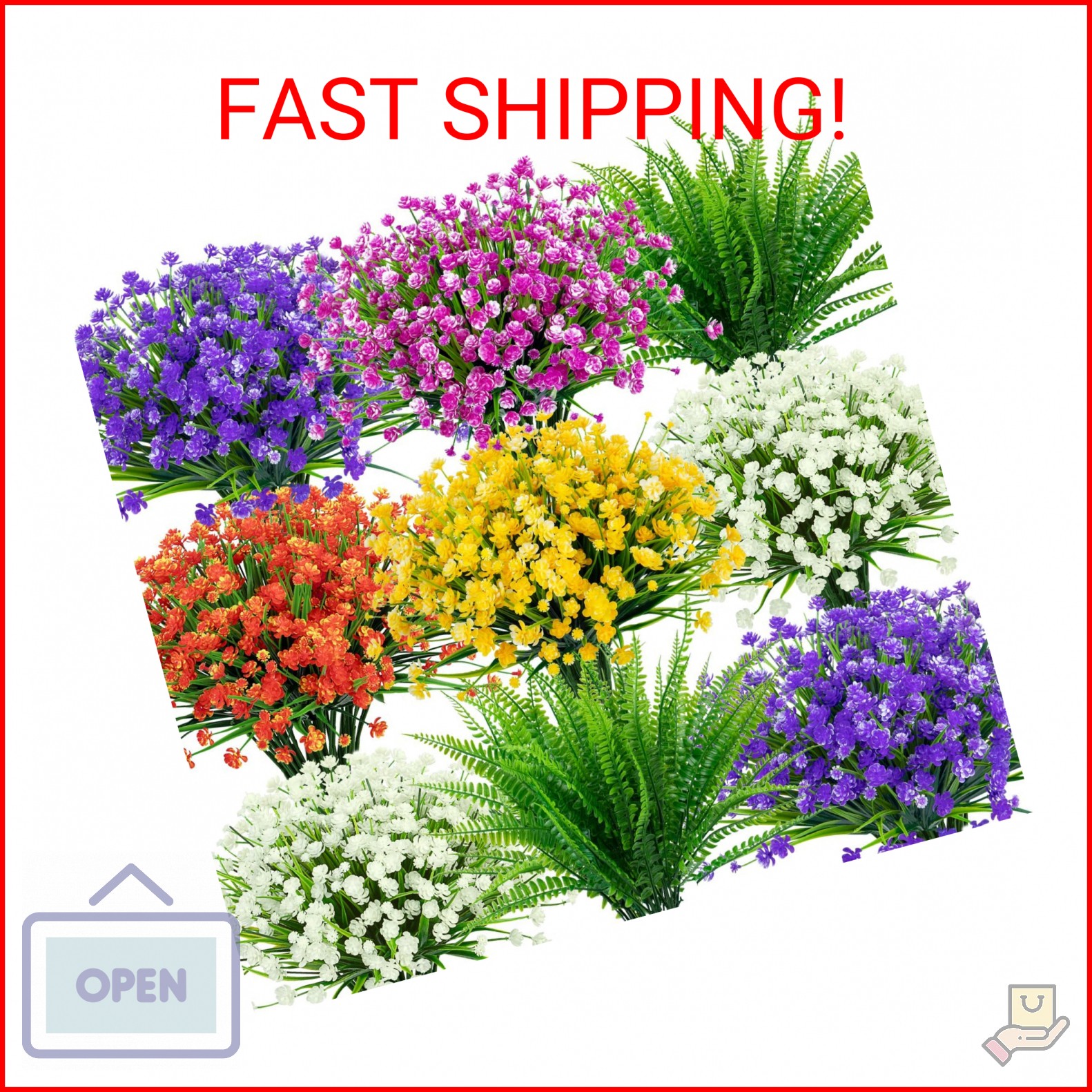 Ouddy Decor 12 Bundles Artificial Flowers for Outdoors UV Resistant Fake Plastic