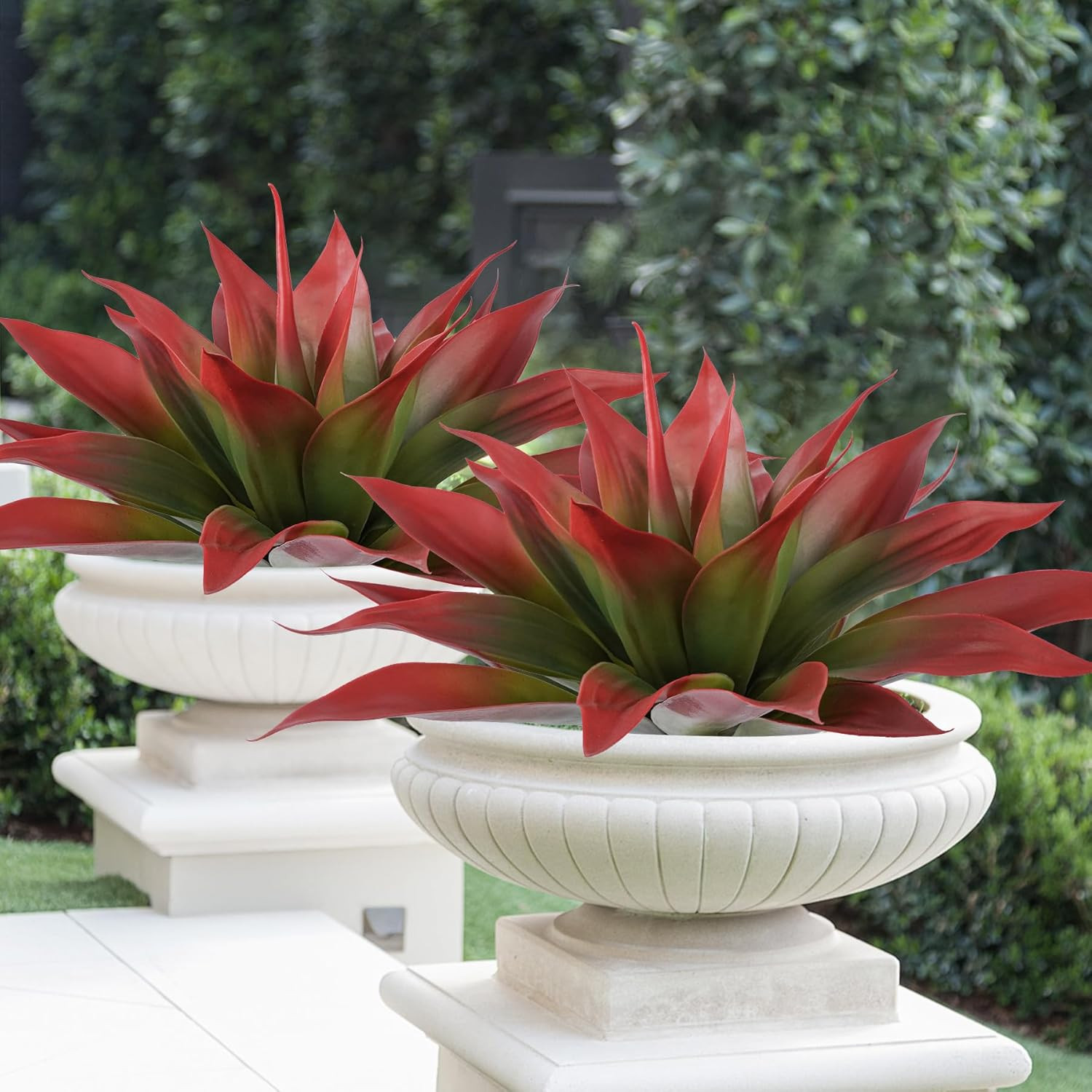 Large UV Resistant Artificial Agave Plants – 2 Pack Red 22″ Indoor/Outdoor Decor