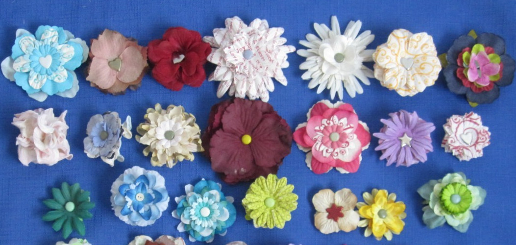 #8 Lot-44 Medium Layers Used Mulberry Flower Petals 1-3″ Brads Multiple Colors