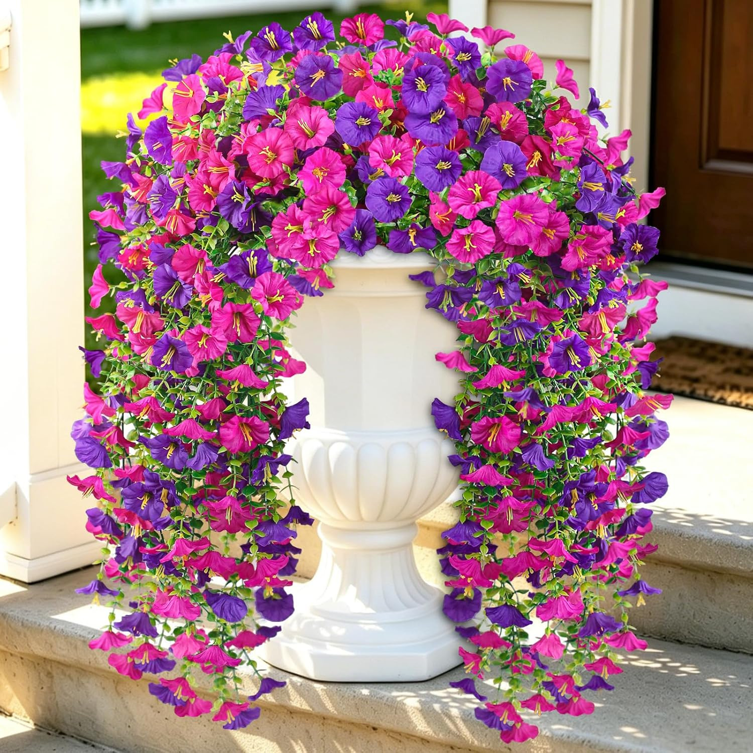 Artificial Flowers for Outdoors, 6-Pack 420 Blooms UV Resistant Hanging Morning