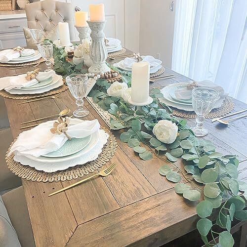 8 Pcs 7FT Artificial Eucalyptus Leaves Greenery Garland for Wedding Wall Decor