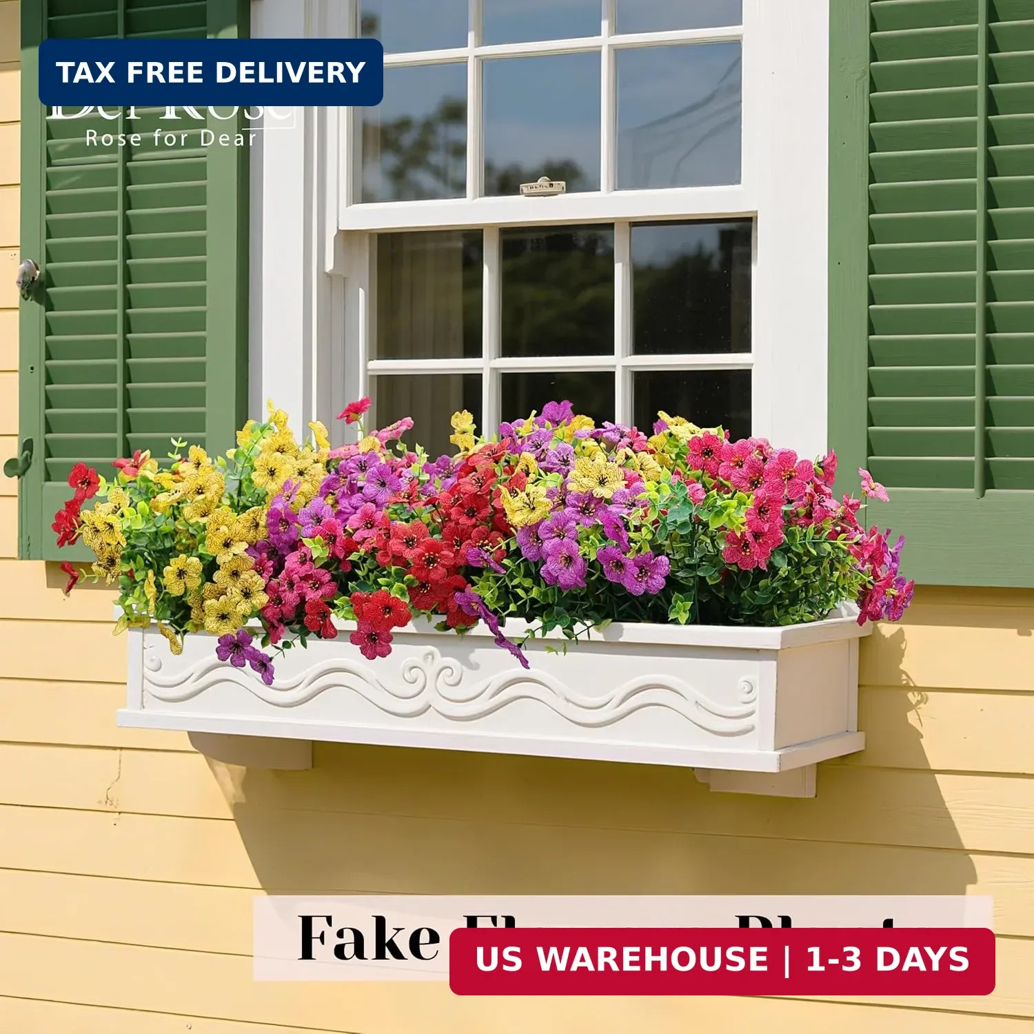 Der Rose 12 Bundles Artificial Flowers for Outdoors Fake Flowers Plants Spring S
