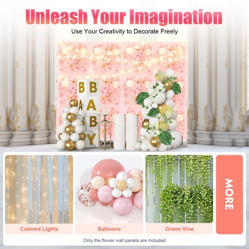 3D Flower Wall Panel-12pcs Artificial Flower Wall Background Silk Rose Mat