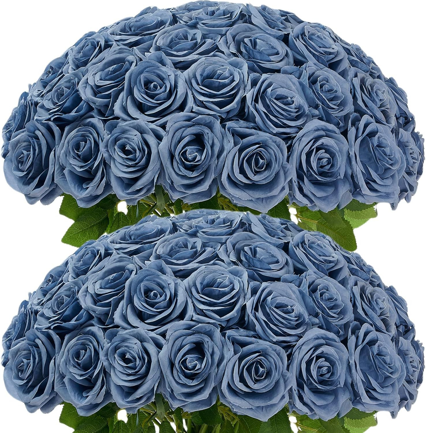 120 Pcs White Rose Artificial Flowers Bulk, Ivory Silk Fake Roses with Long Stem
