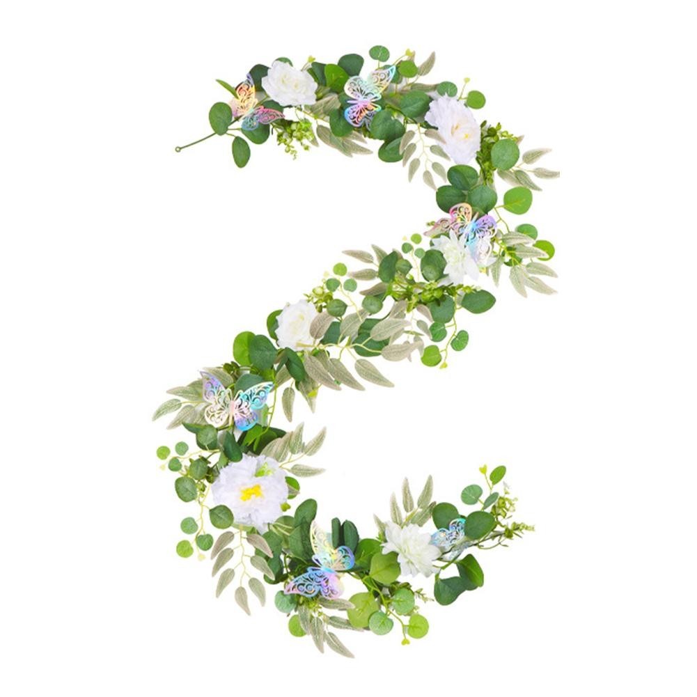 180cm Artificial Flower Garland with Decorative Butterflies for Events