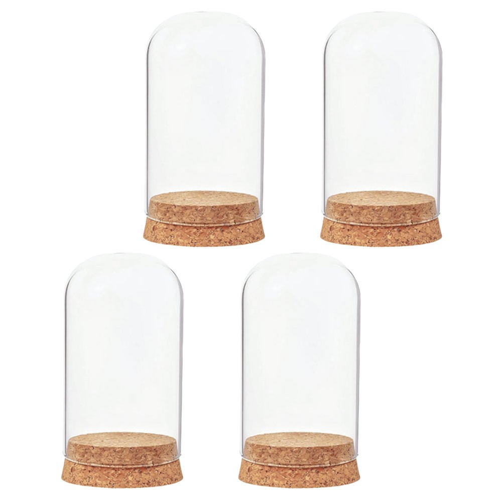 4pcs Mini Glass Dome Cloche Cover Decorative Clear Display Bell Jar