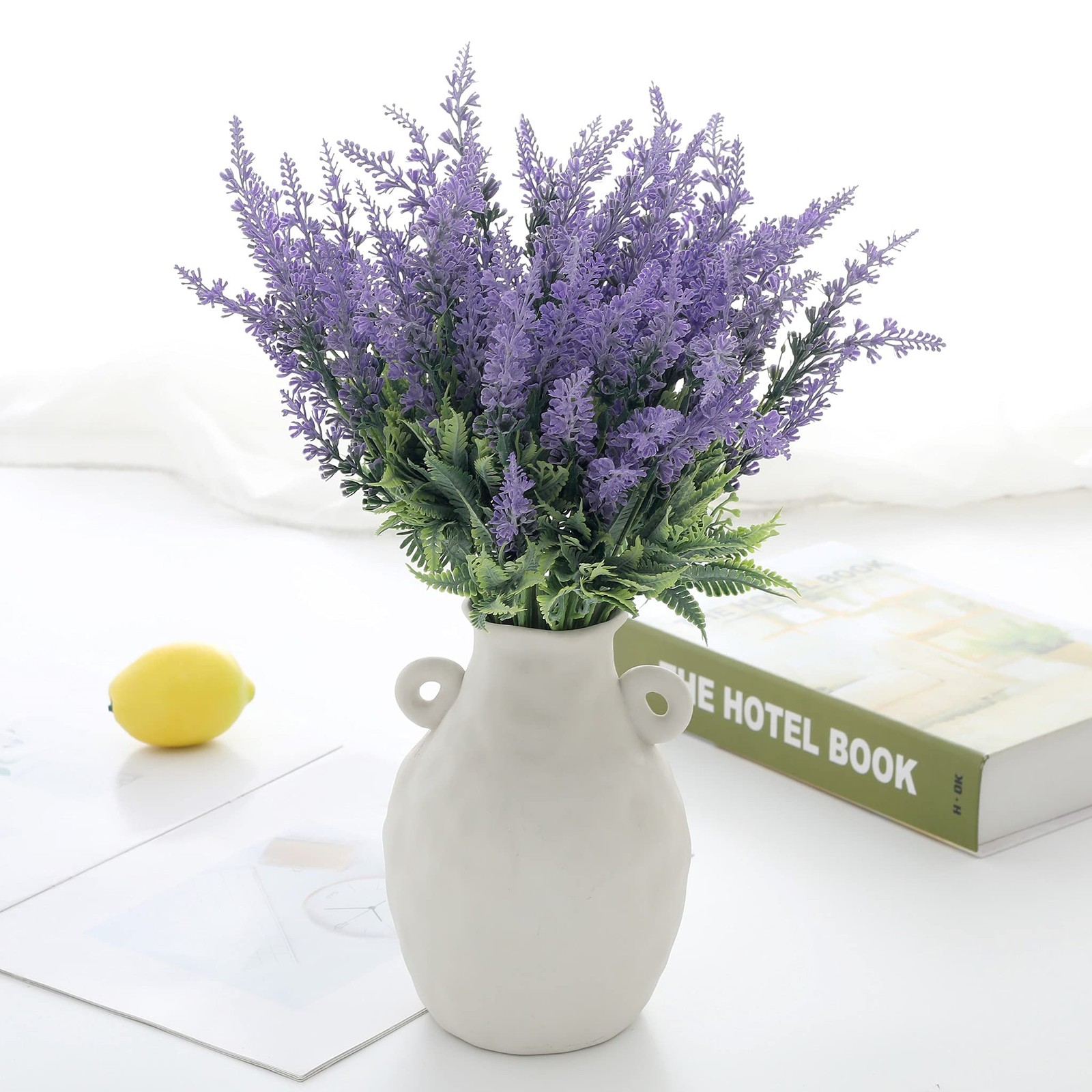 Lavender Artificial Flowers Bulk Stems Faux Greenery Plants Real-Touch Purple…