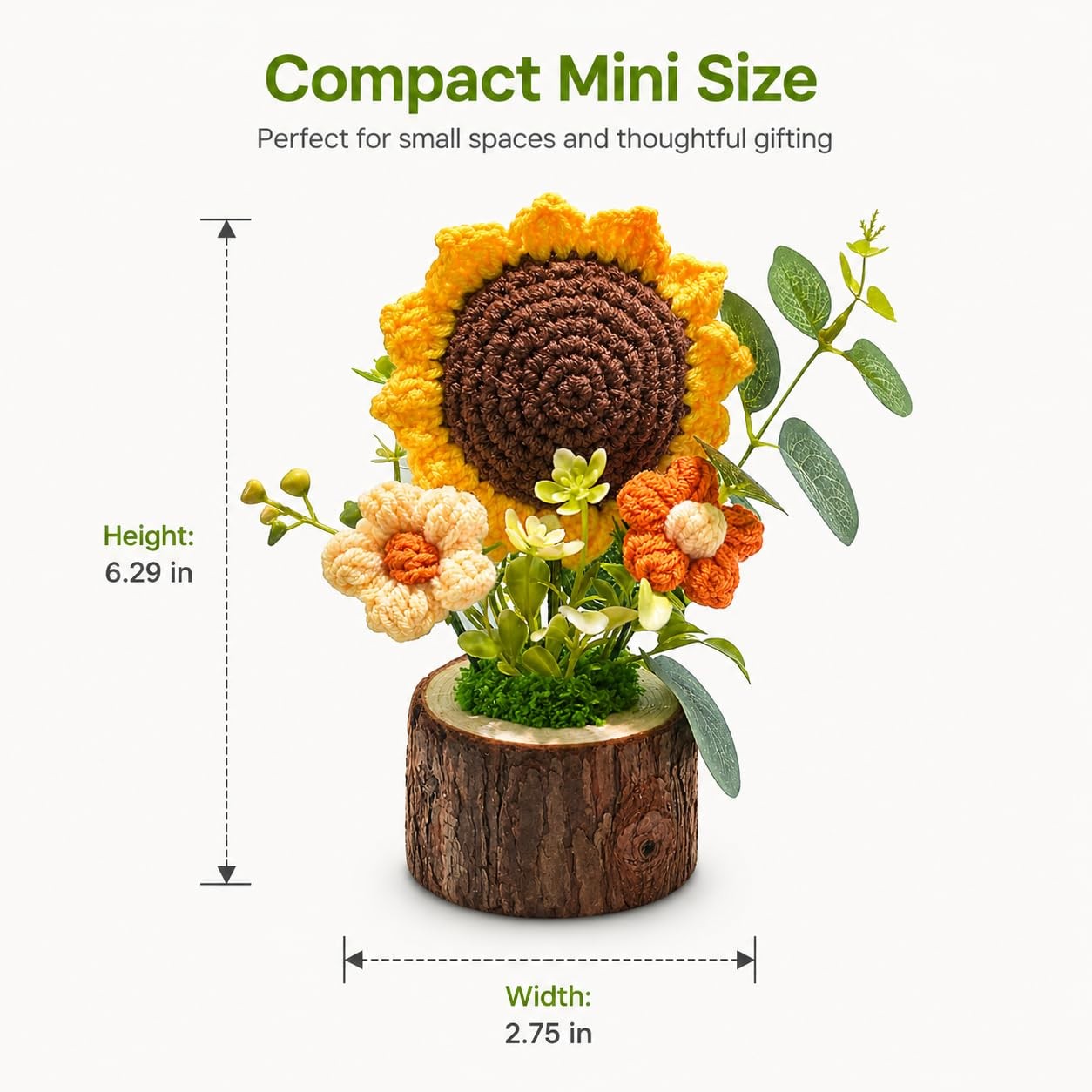 Handmade Crochet Knitted Sunflower Bouquet Creative Knitted Potted Plant Mini…
