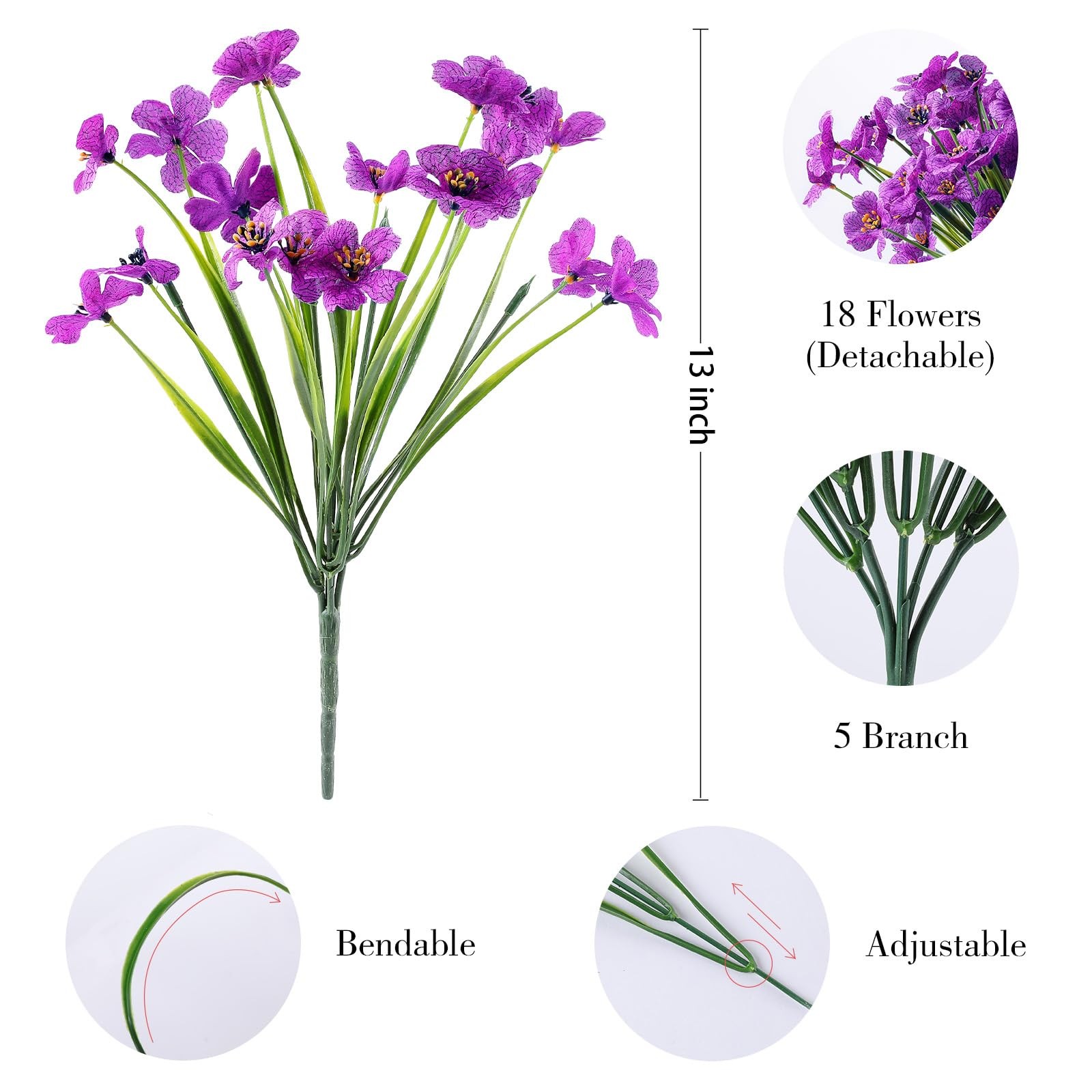 AGIRL 24 Bundles Artificial Flowers for Outdoor,No Fade Fake Plastic Flowers …