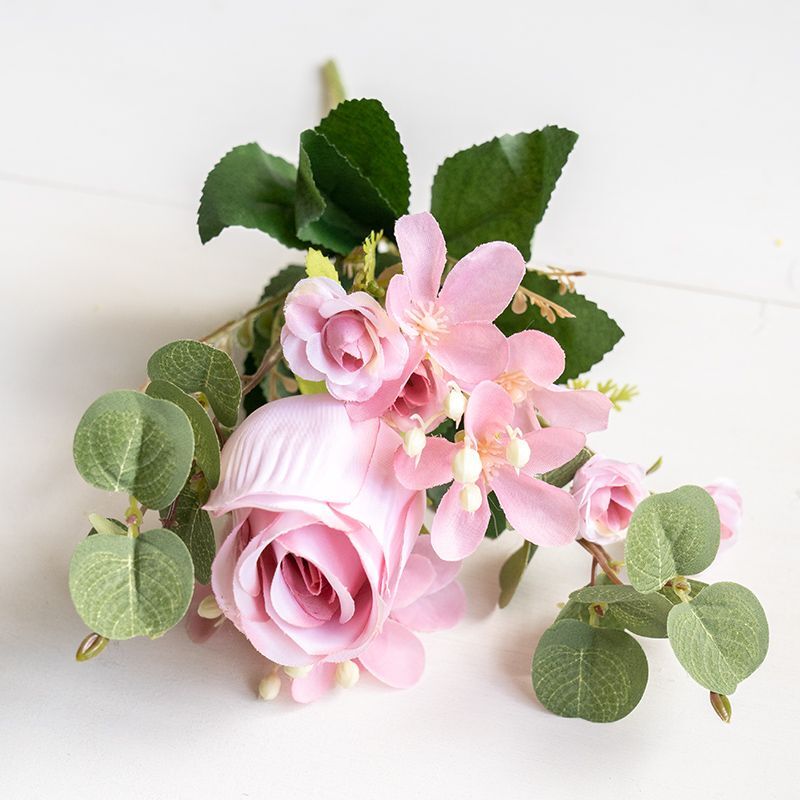 Artificial Rose And Eucalyptus Flower Bouquet High Quality Home / Wedding Decor