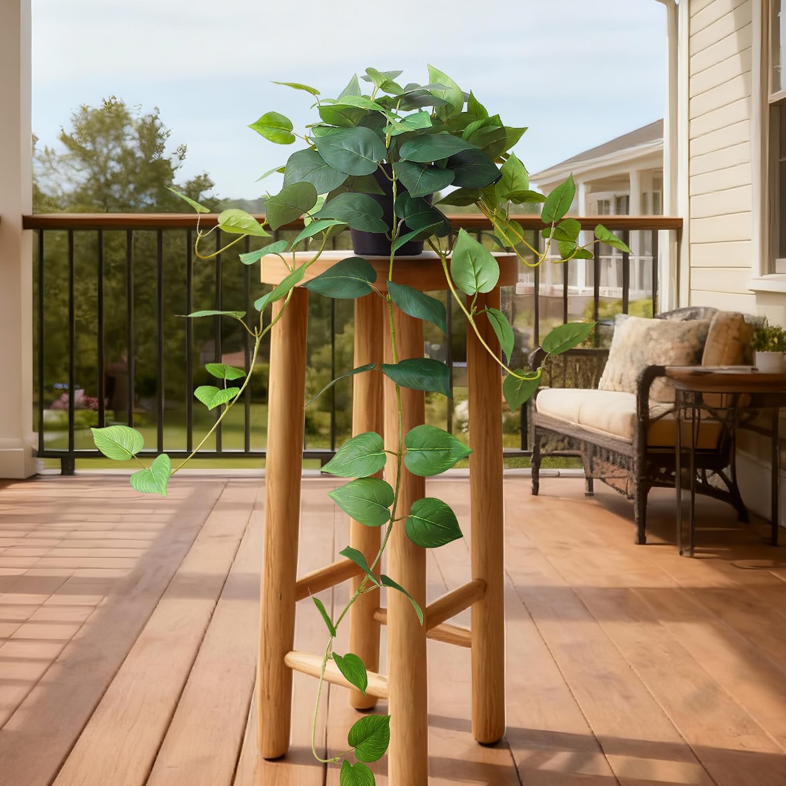 33 Inch Fake Pothos Hanging Plants Potted Artificial Silk Vines Greenery Decor