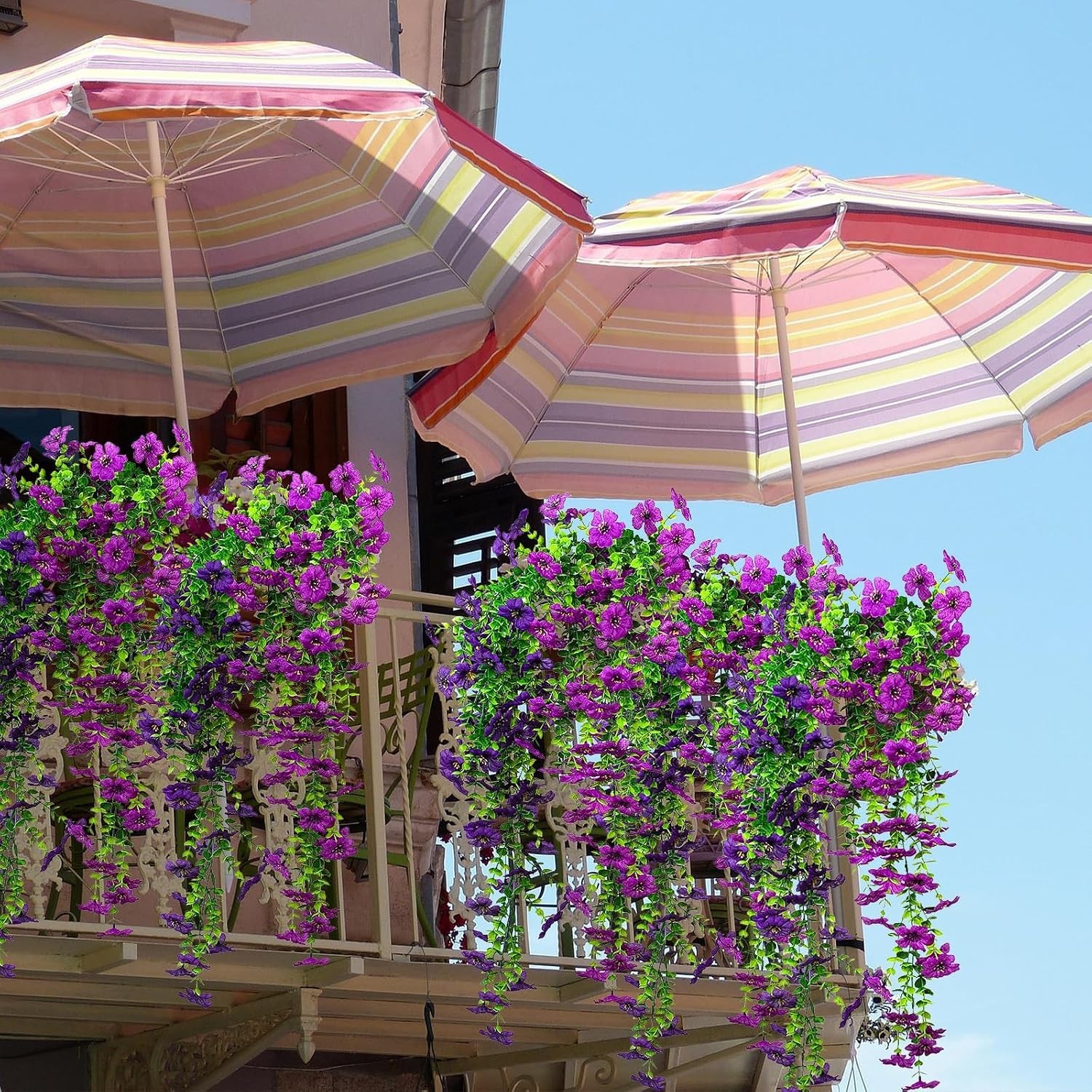 Artificial Flowers Hanging Garden Decoration 4Pcs Purple Violet