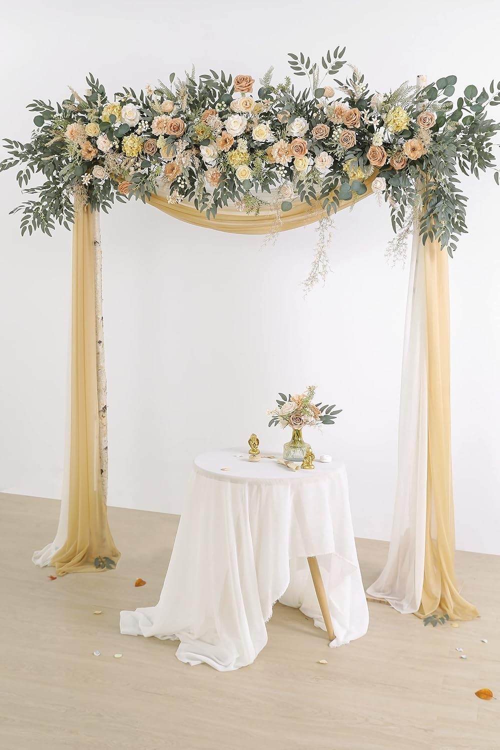 Realistic Floral Arrangement Box – 21 Silk Flowers & 32 Accessories – Nude Style