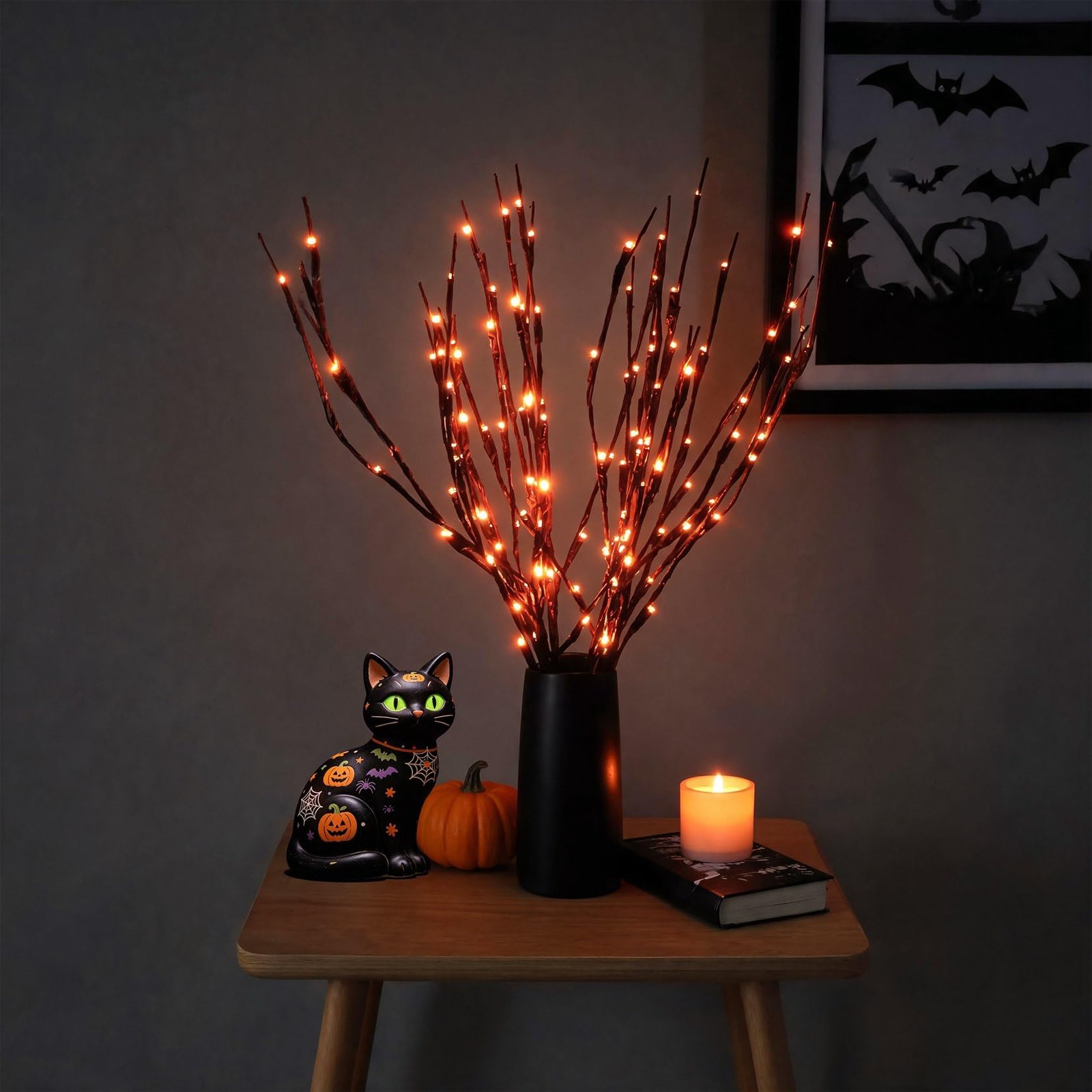 2 Pack Halloween Lighted Branches Lights Decorations, Battery Operated, Twig …
