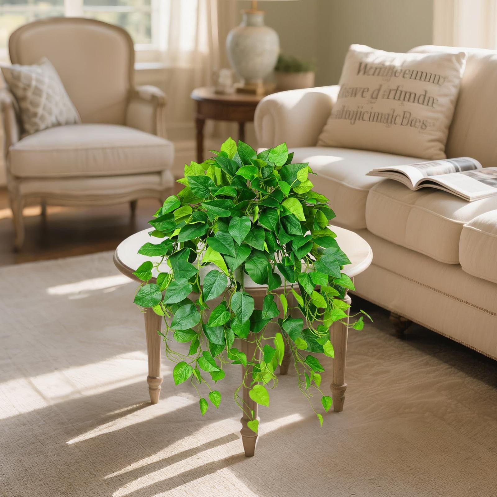40″ Artificial Ivy Hanging Plants – 2PCS Potted Trailing Greenery for Indoor/Out