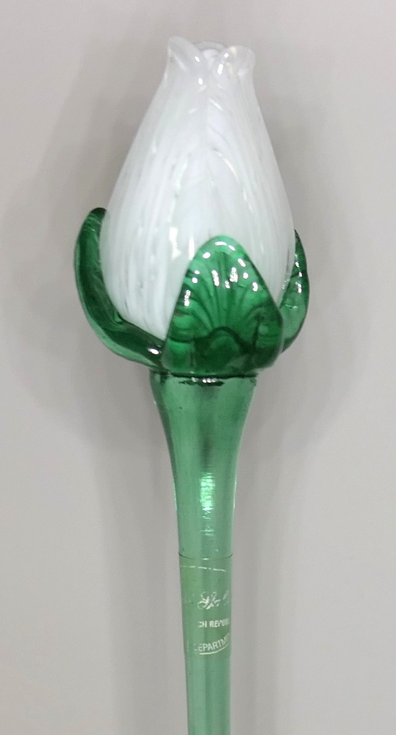 4 Art Glass Flowers Long Stem Czech Republic Royal Gallery Lilies Tulips 18″