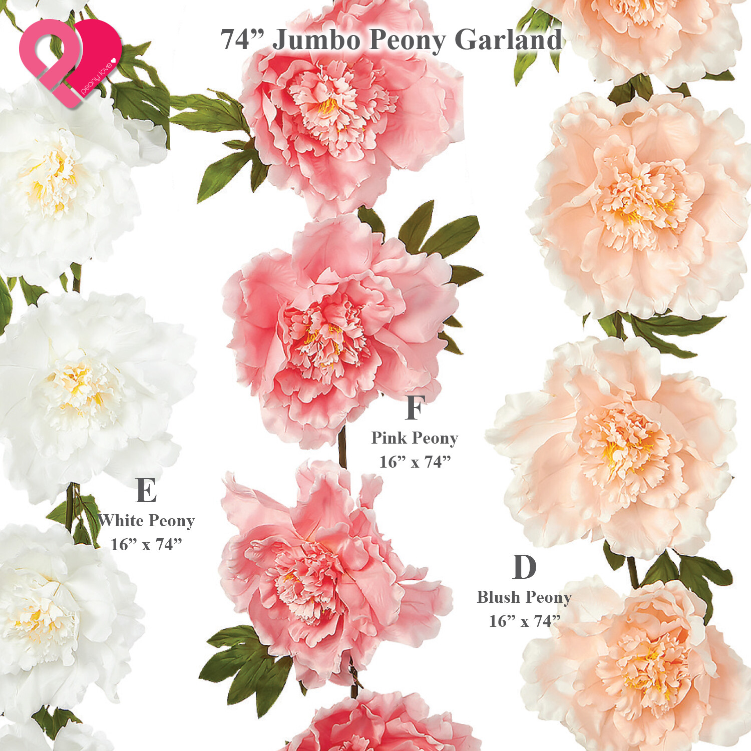Jumbo Silk Rose Peony Garland Flower Stand Artificial Giant Leaf Vine Big Large