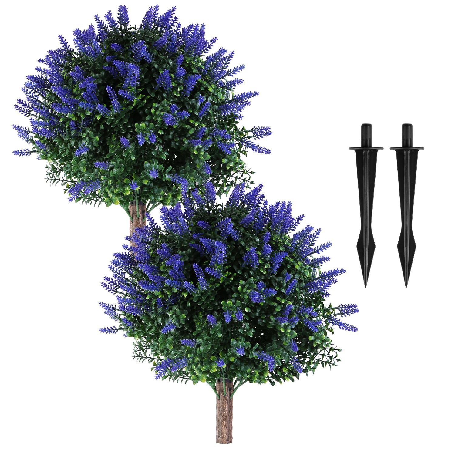 2 Packs Artificial Topiary Ball Trees UV Resistant Fake Shrubs Faux Plants Bush
