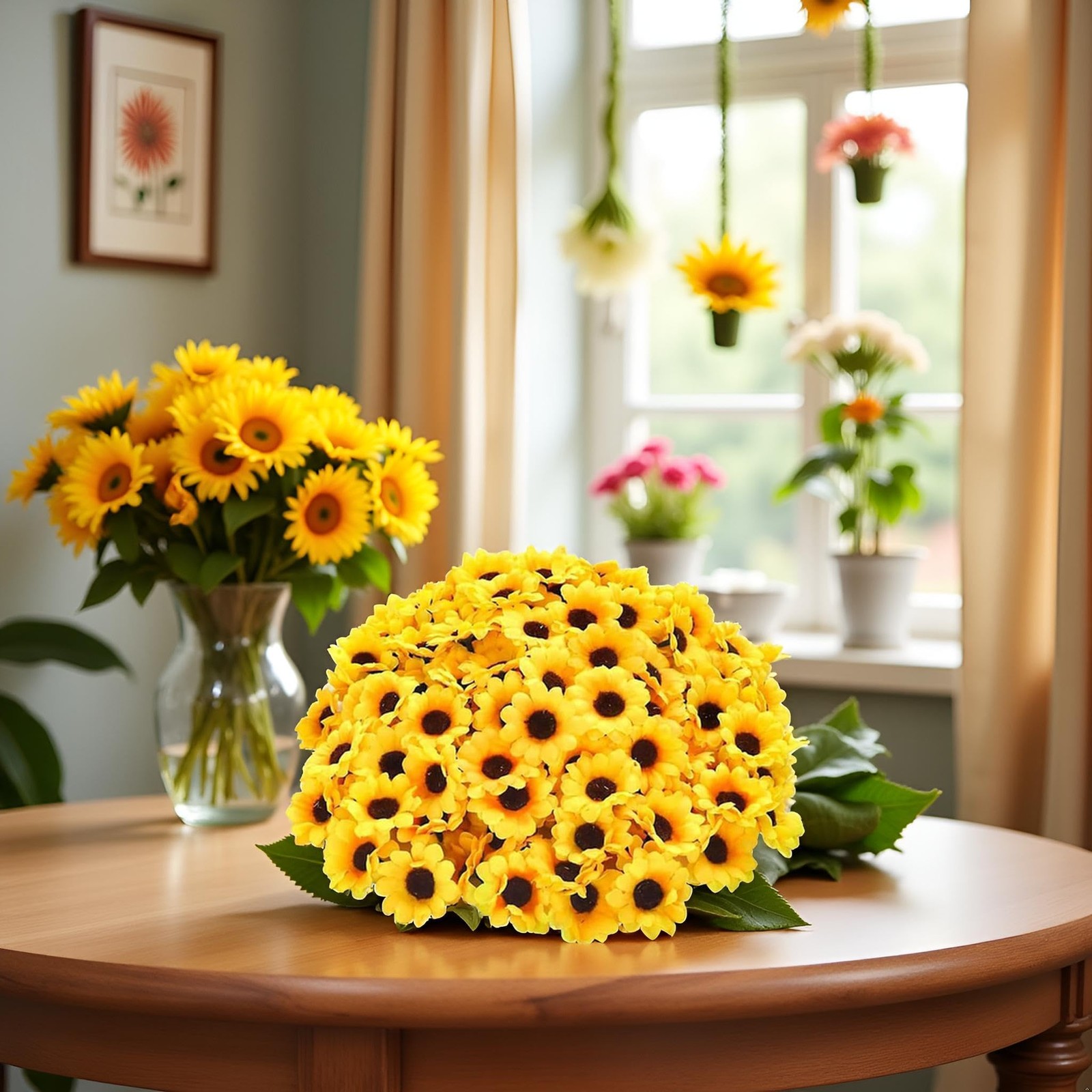 100Pcs Yellow Artificial Flower Heads Fabric Flowers Craft Floral Embellishme…