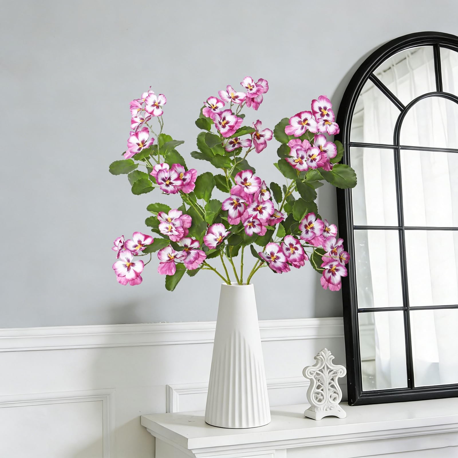 3Pack Artificial Pansy Flowers Silk Flowers Arrangements 35In Artificial Fake…