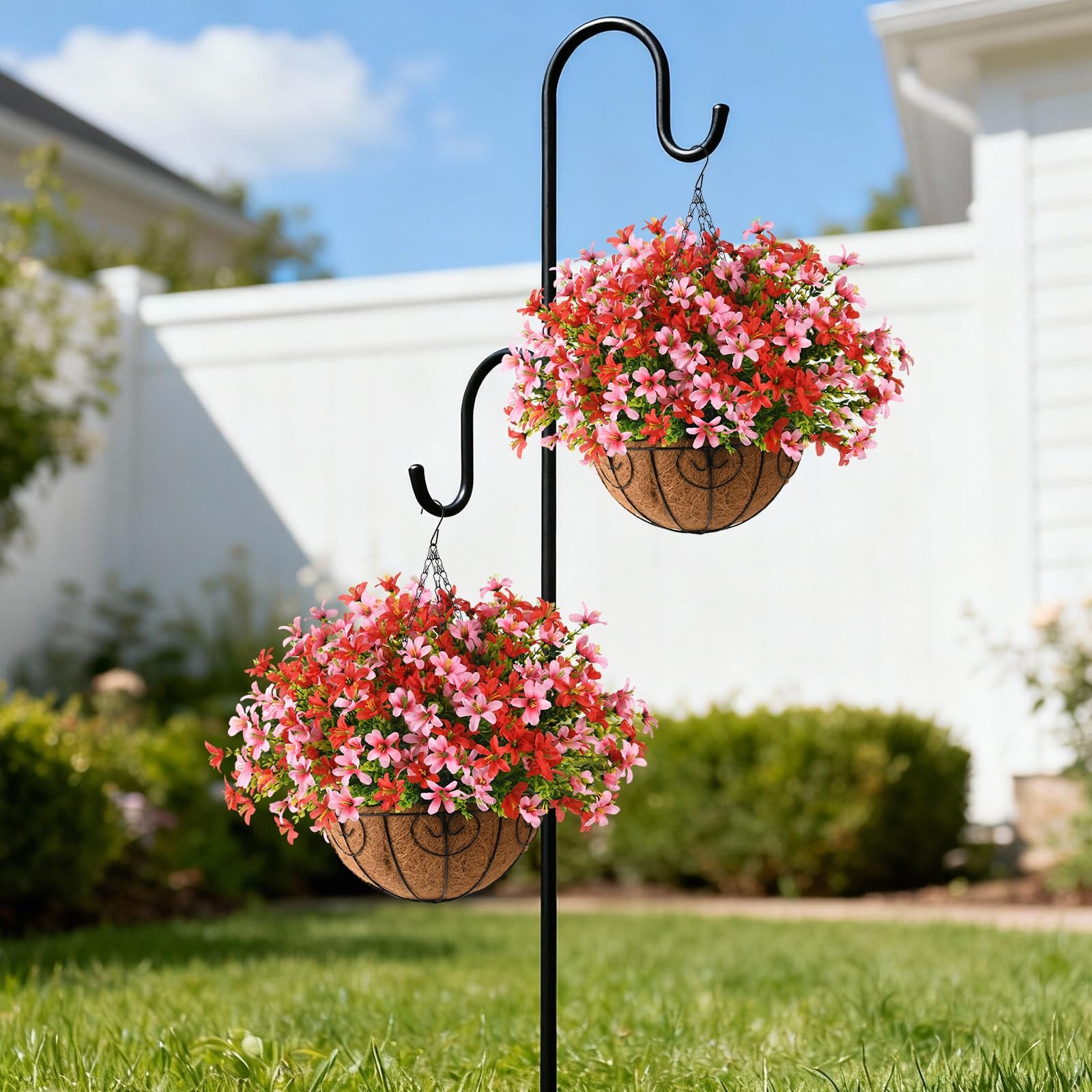 Artificial Hanging Flowers for Outdoors, 5 Bundles UV Resistant Artificial Ha…
