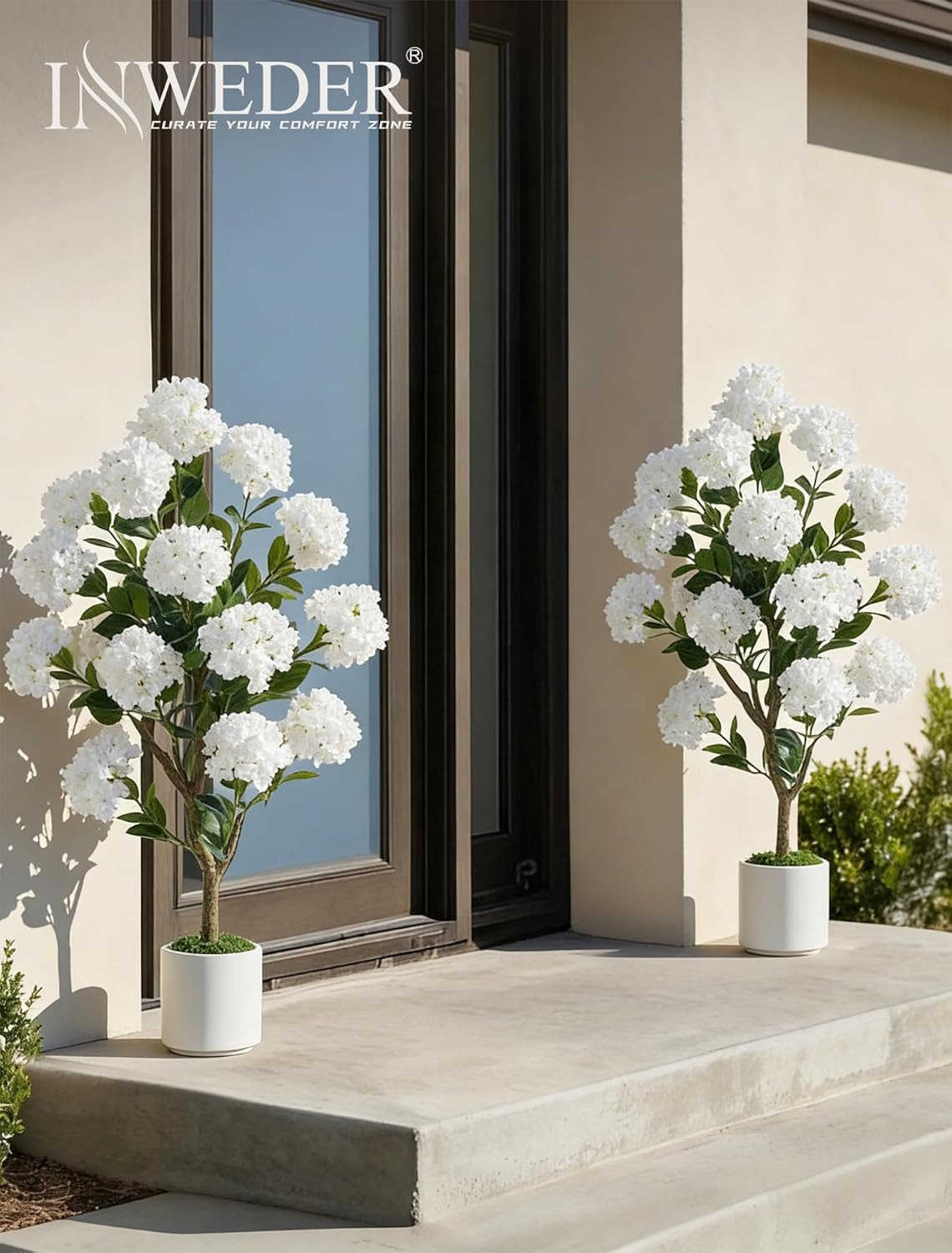Set of 2 Artificial Crape Myrtle Trees – 3.6Ft Silk Plants for Indoor/Outdoor De