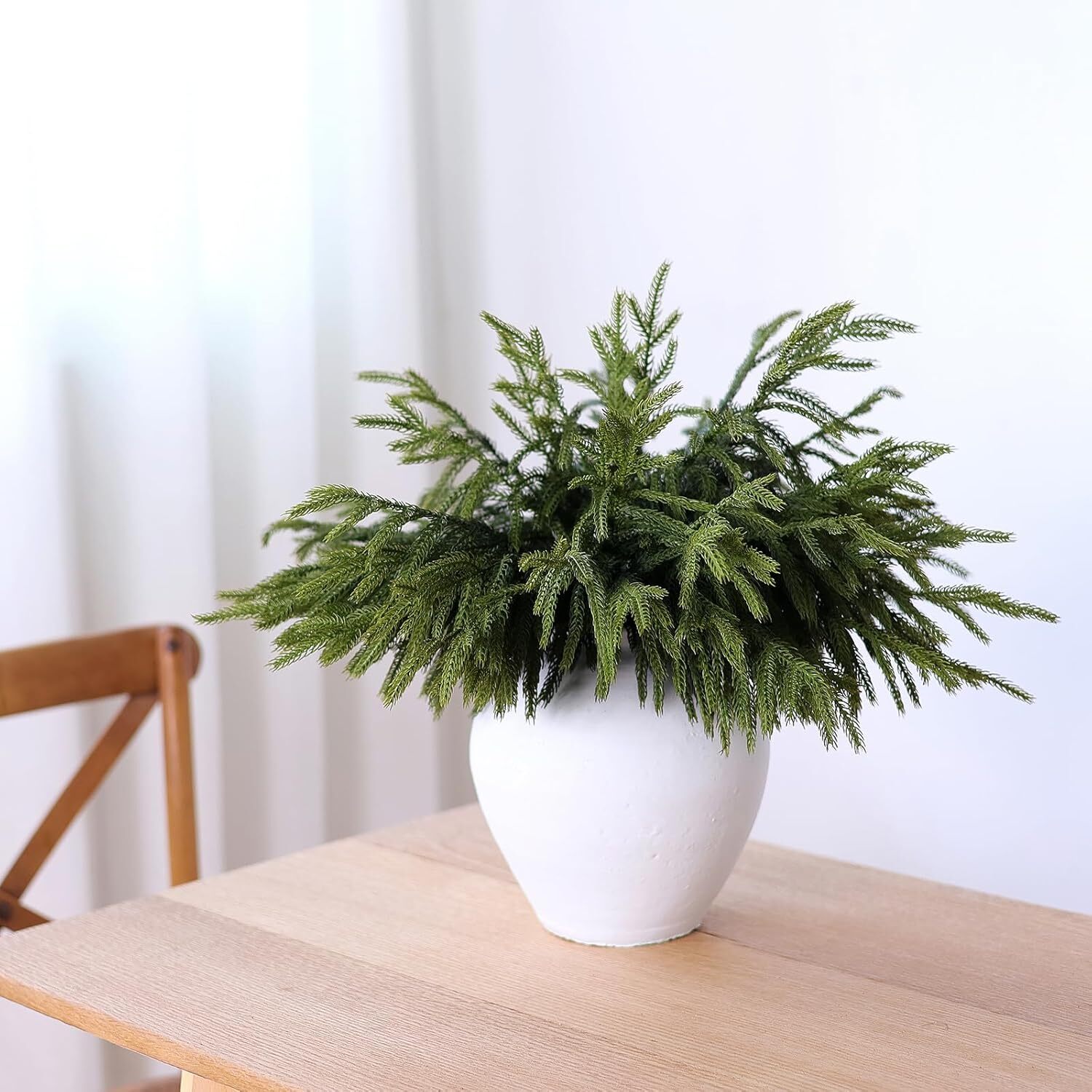 16 Pcs Christmas Norfolk Pine Branches, 18 Inch Real Touch Artificial Norfolk