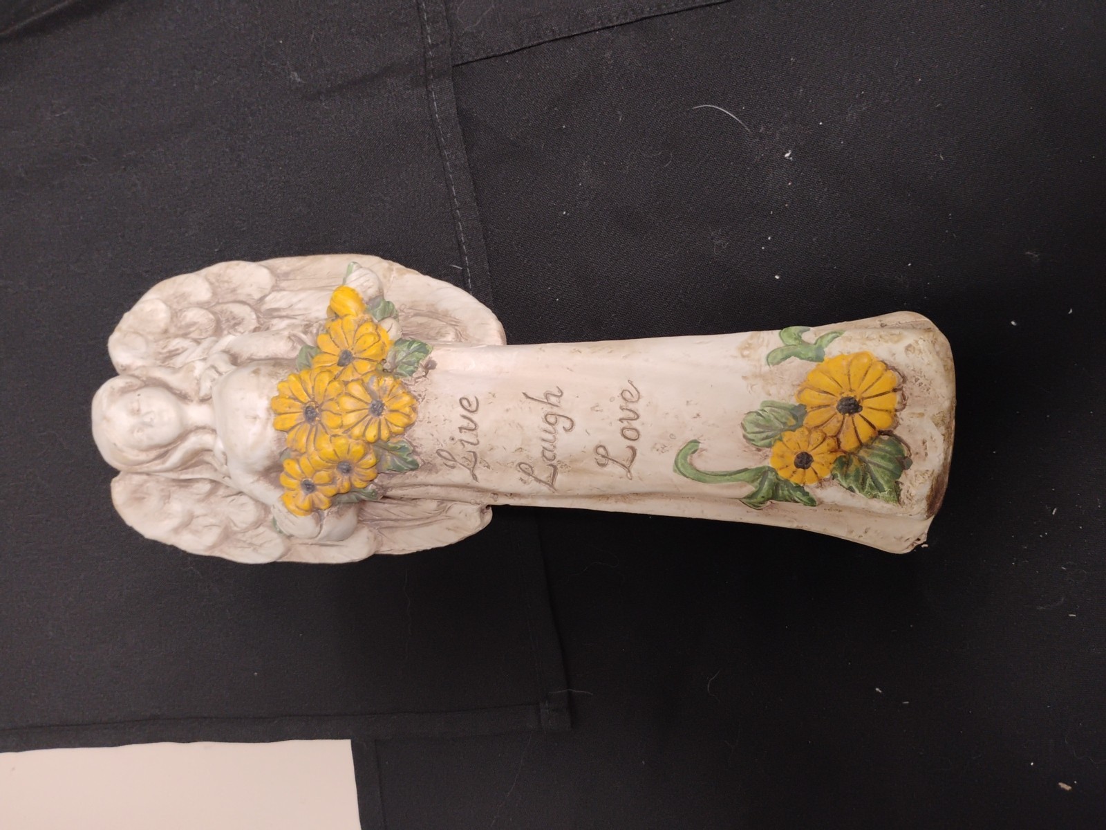 11″ Tall Heavy Garden Angel Decor/” Live, Laugh, Love”Sunflowers